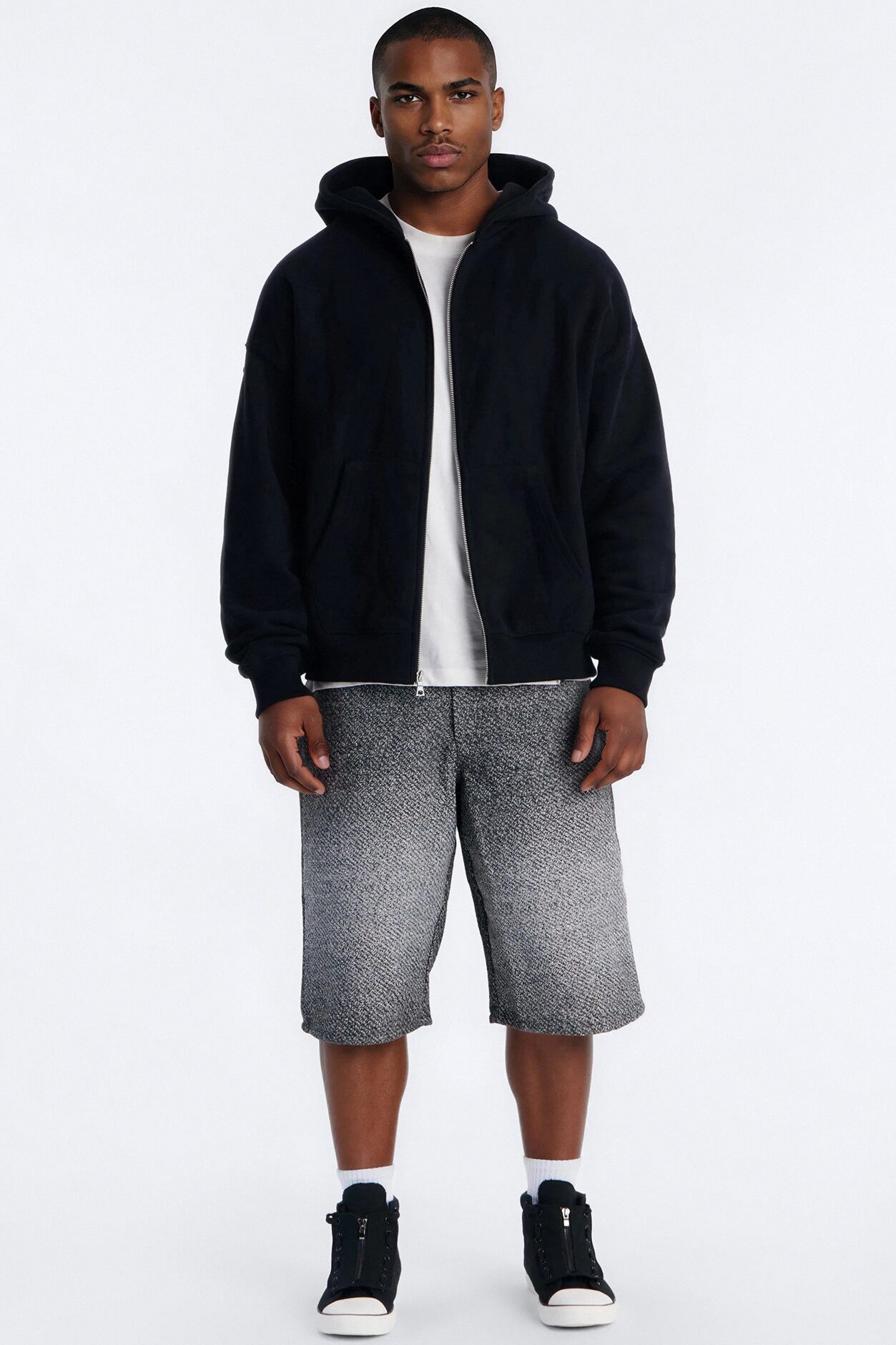 Baggy Tapestry Denim Short - Grey