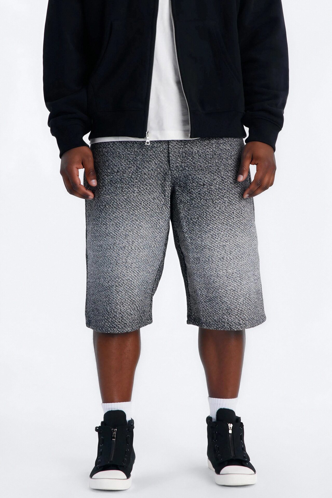 Baggy Tapestry Denim Short - Grey