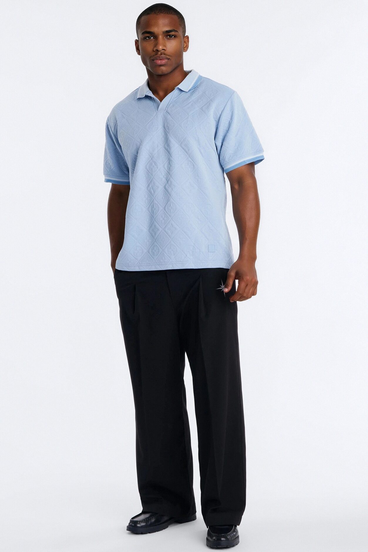 Saints Diamond Star Johnny Collar Polo - Light Blue