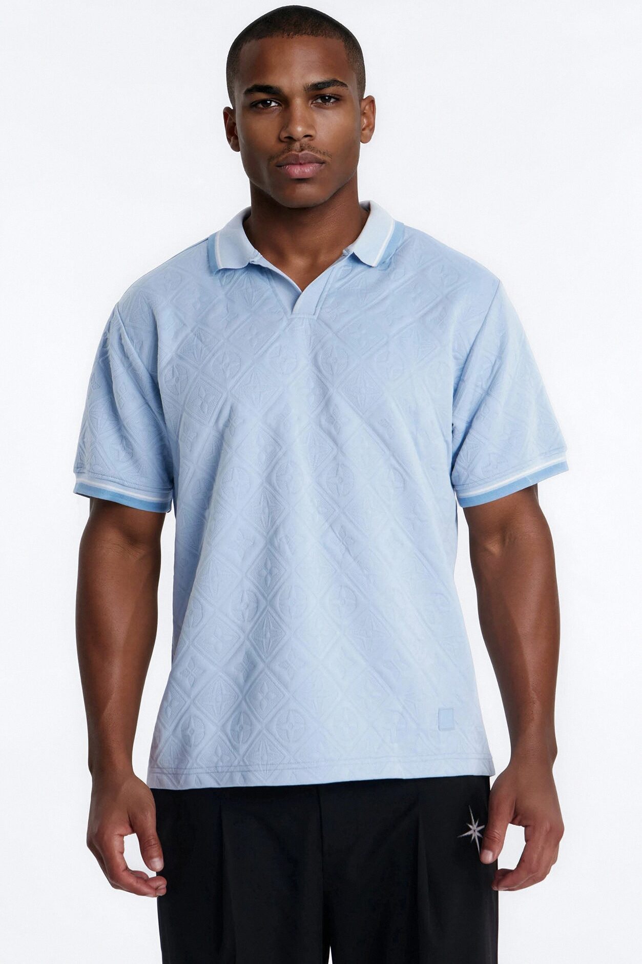 Saints Diamond Star Johnny Collar Polo - Light Blue