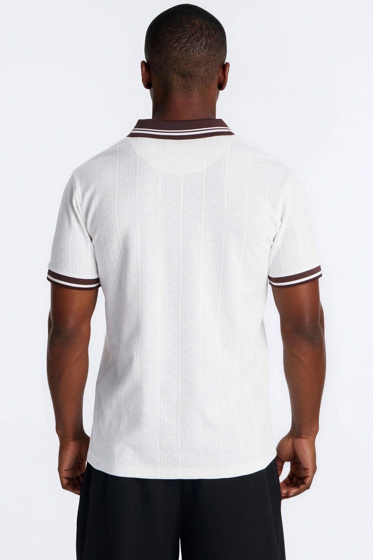 Cafe Tipped Johnny Collar Polo - Off White