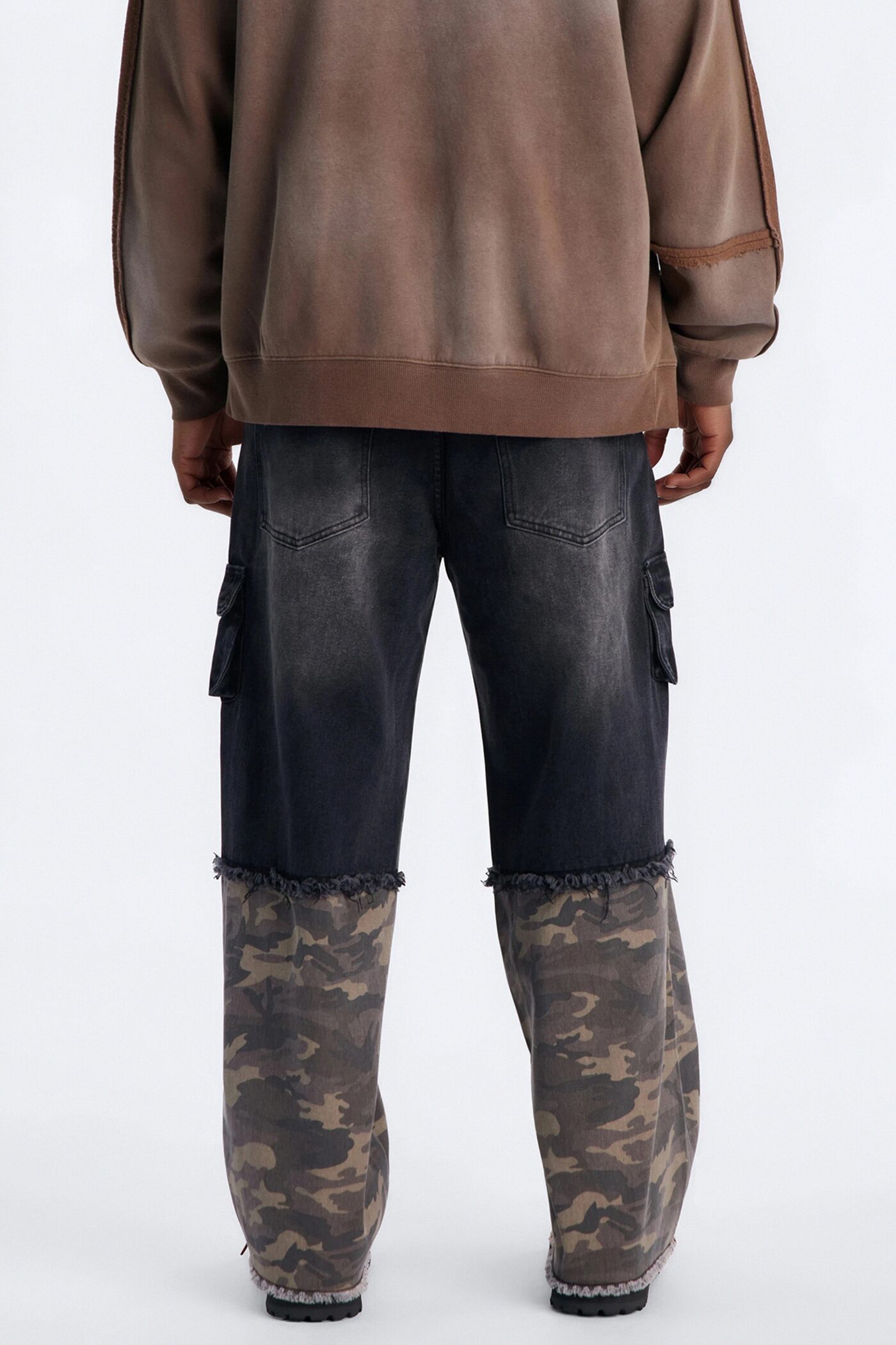 Baggy Safari Split Cargo Jean - Black Wash