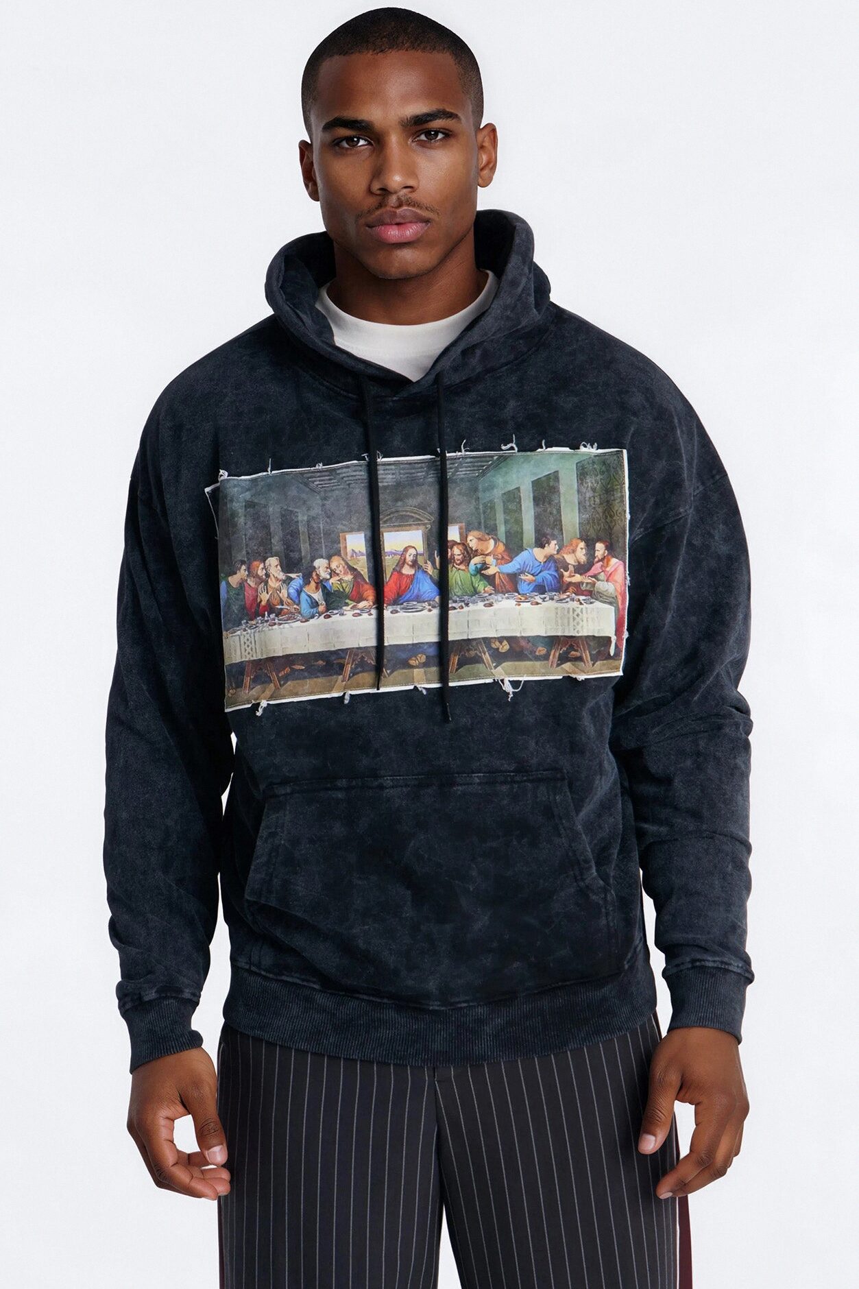 Last Supper Mineral Wash Hoodie - Black Wash
