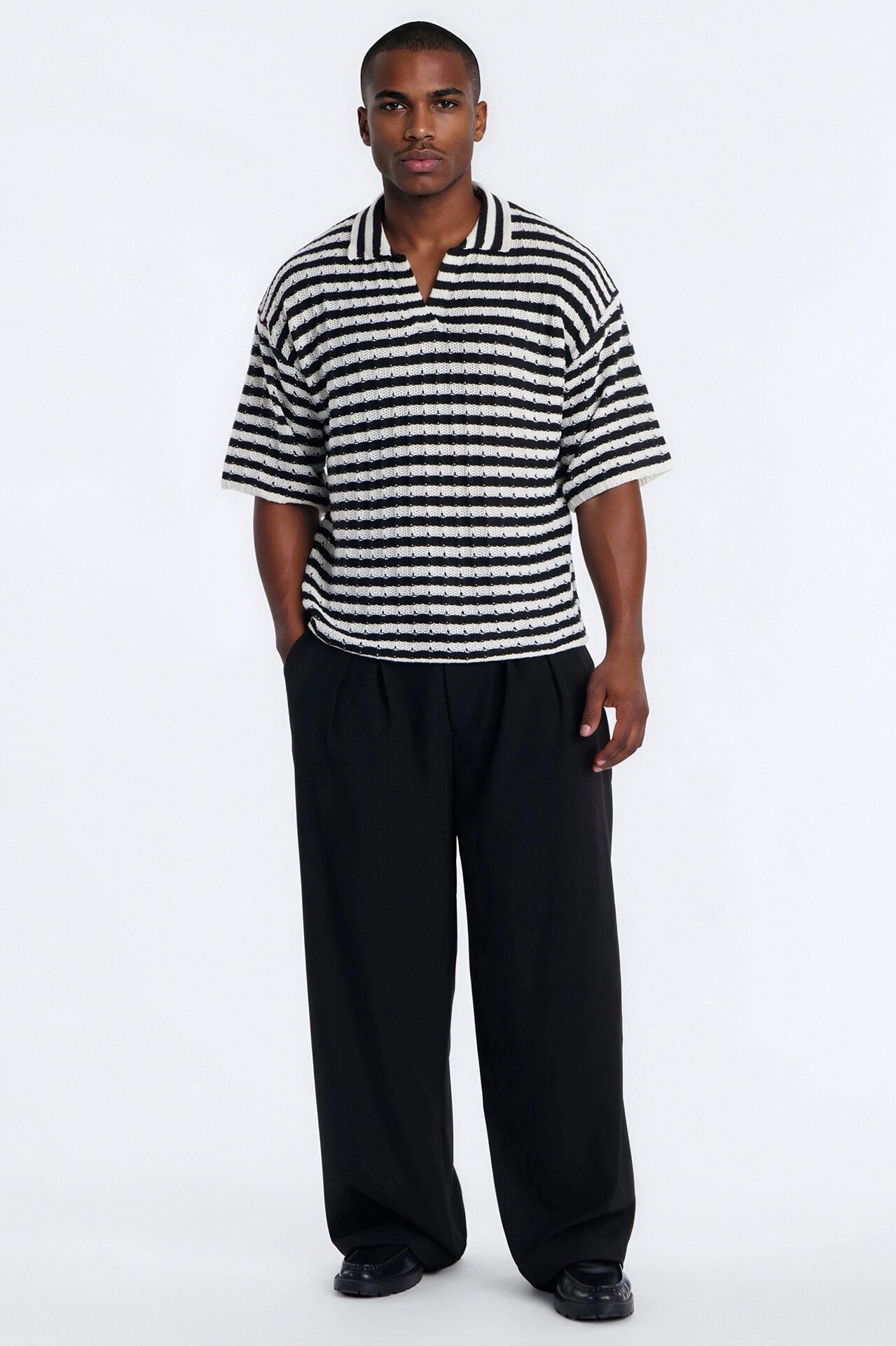 Relaxed Regatta Stripe Polo - Black