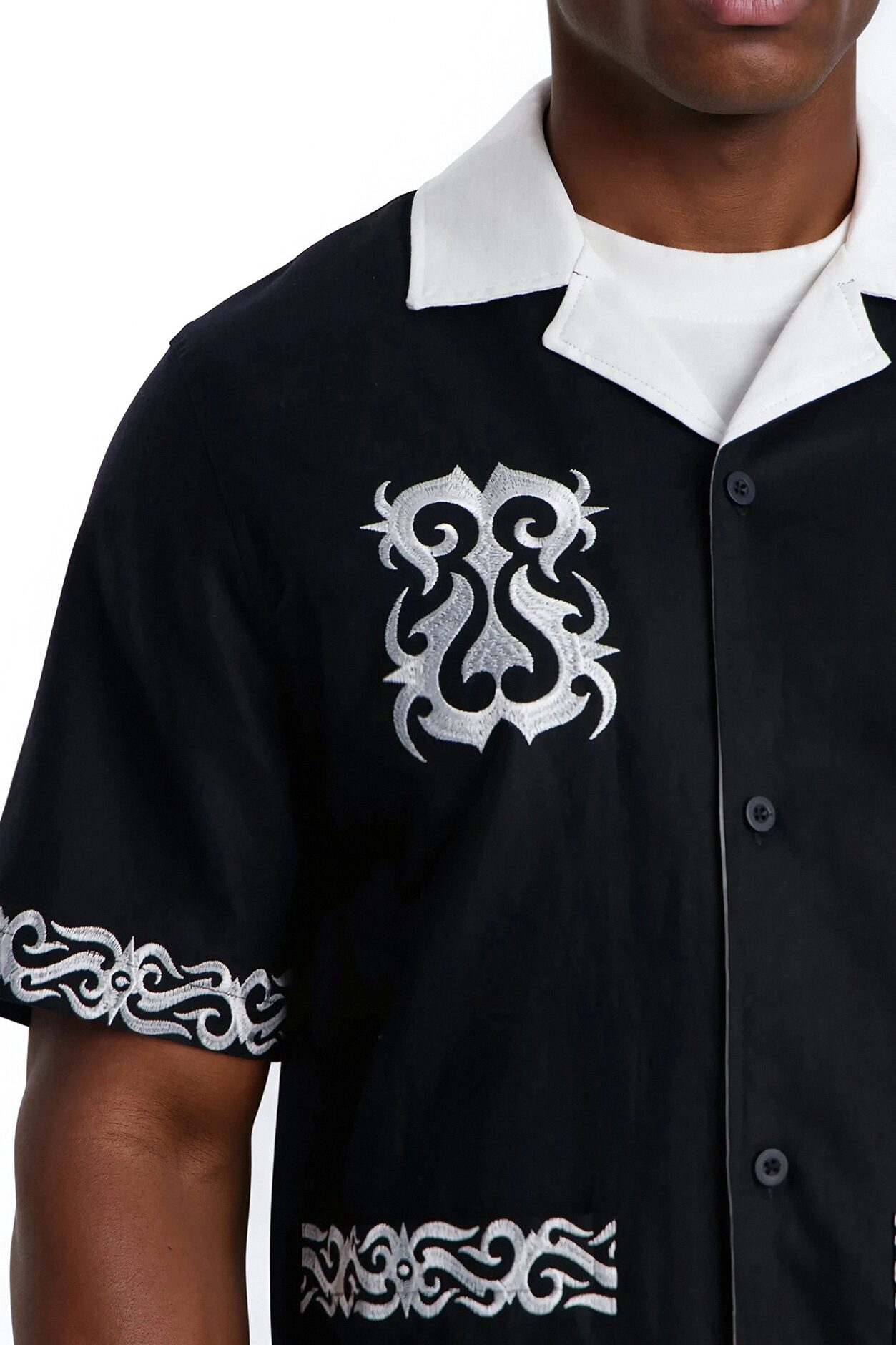 Coastal Isla Cuban Button Up Shirt - Black