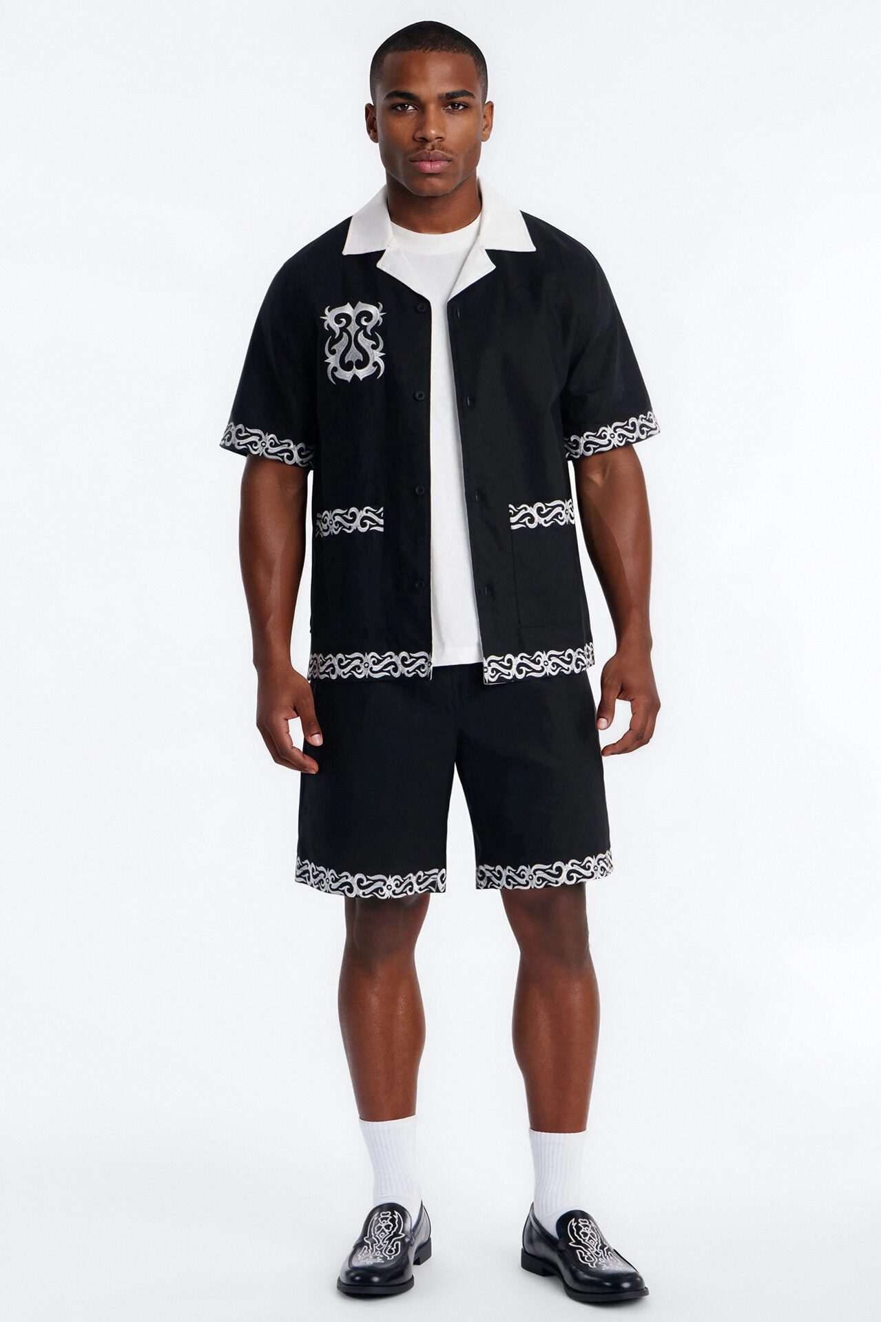 Coastal Isla Cuban Button Up Shirt - Black