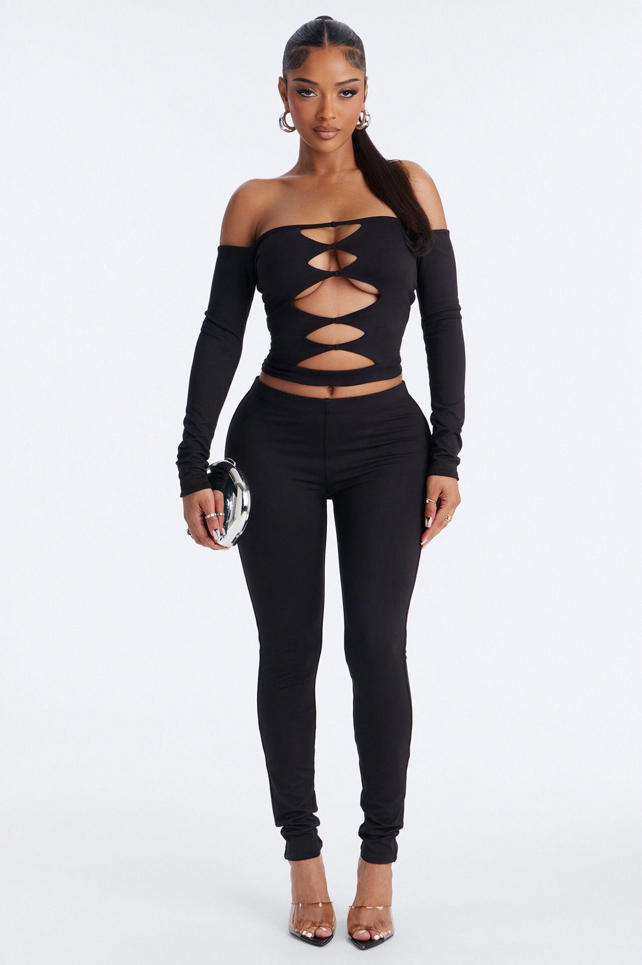 Bianca Matte Form Double Lined Pant Set - Black