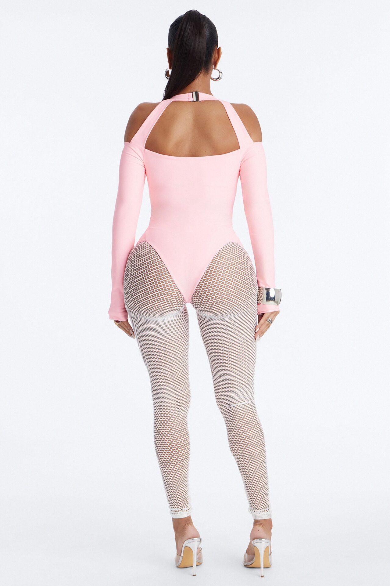 Roxy Form Double Lined Bodysuit Fishnet Set - Pink/combo
