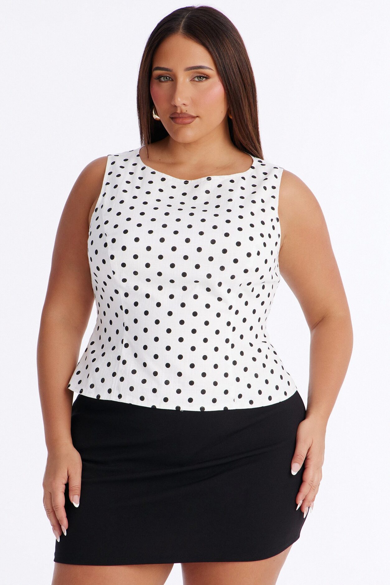On The Cute Side Polka Dot Linen Top - White/combo