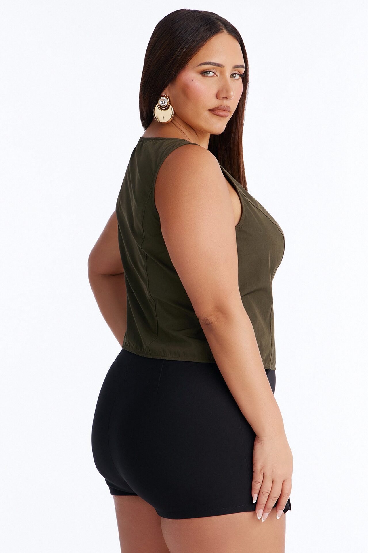 Murphy Button Up Crepe Top - Olive