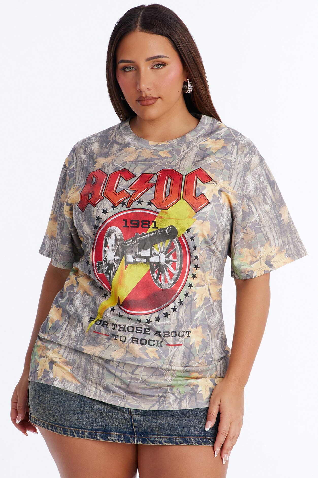 ACDC Camo Printed Oversized Tee - Camouflage