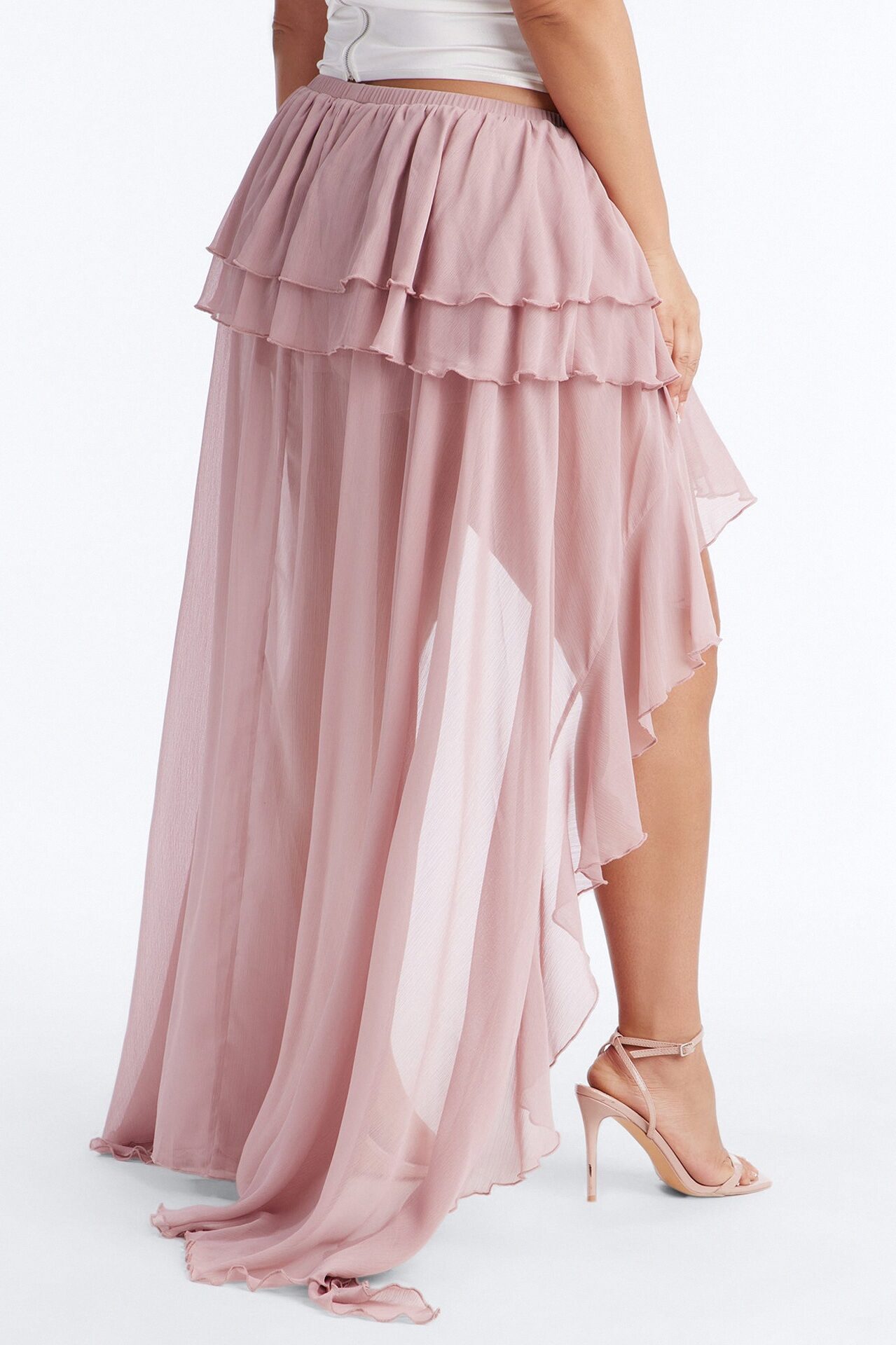 Serene Escape Tiered High Low Mini Skort - Mauve