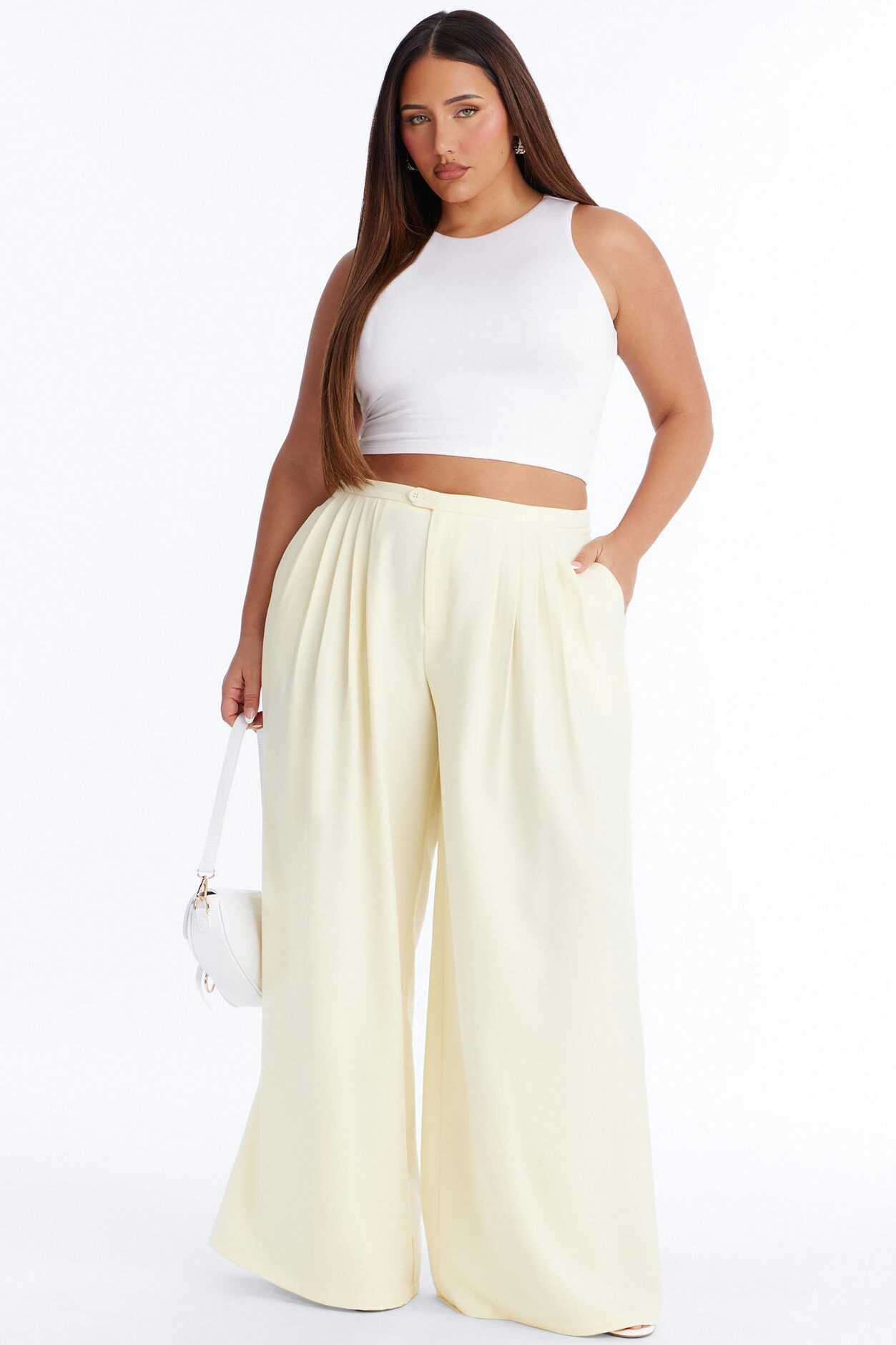 Power Moves Daily Pleated Low Rise Trouser 33″ - Butter Yellow