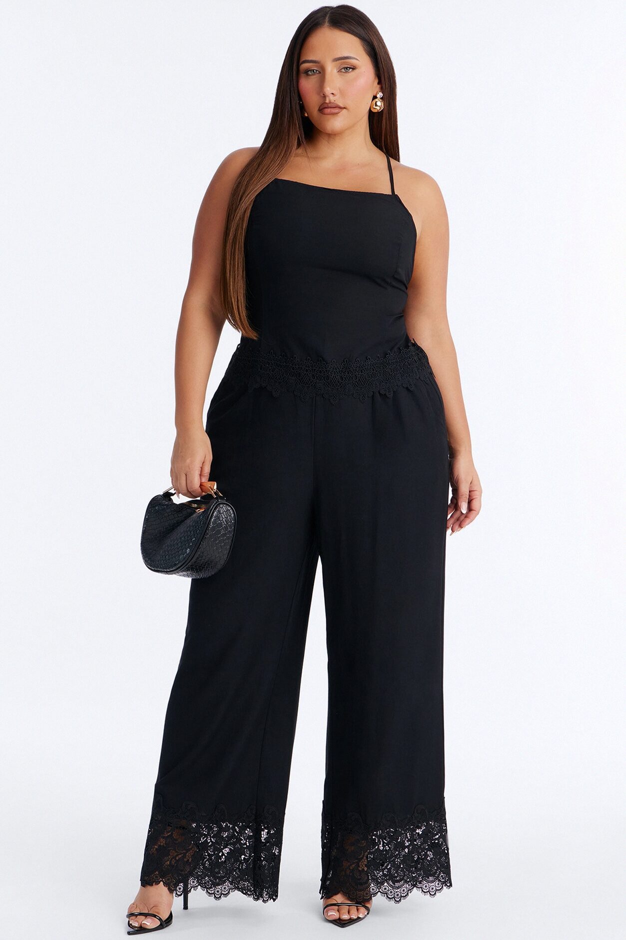 Tianna Backless Linen Pant Set - Black