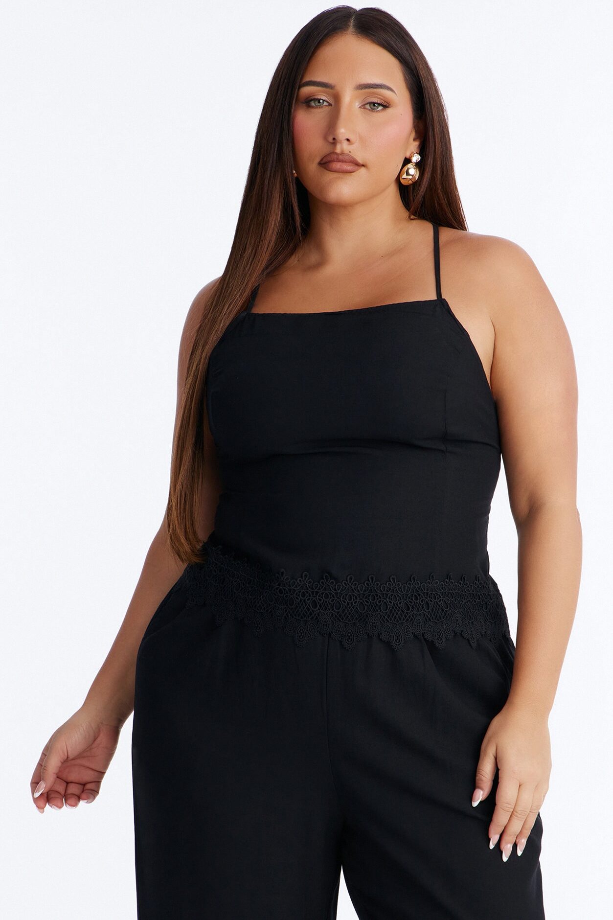Tianna Backless Linen Pant Set - Black