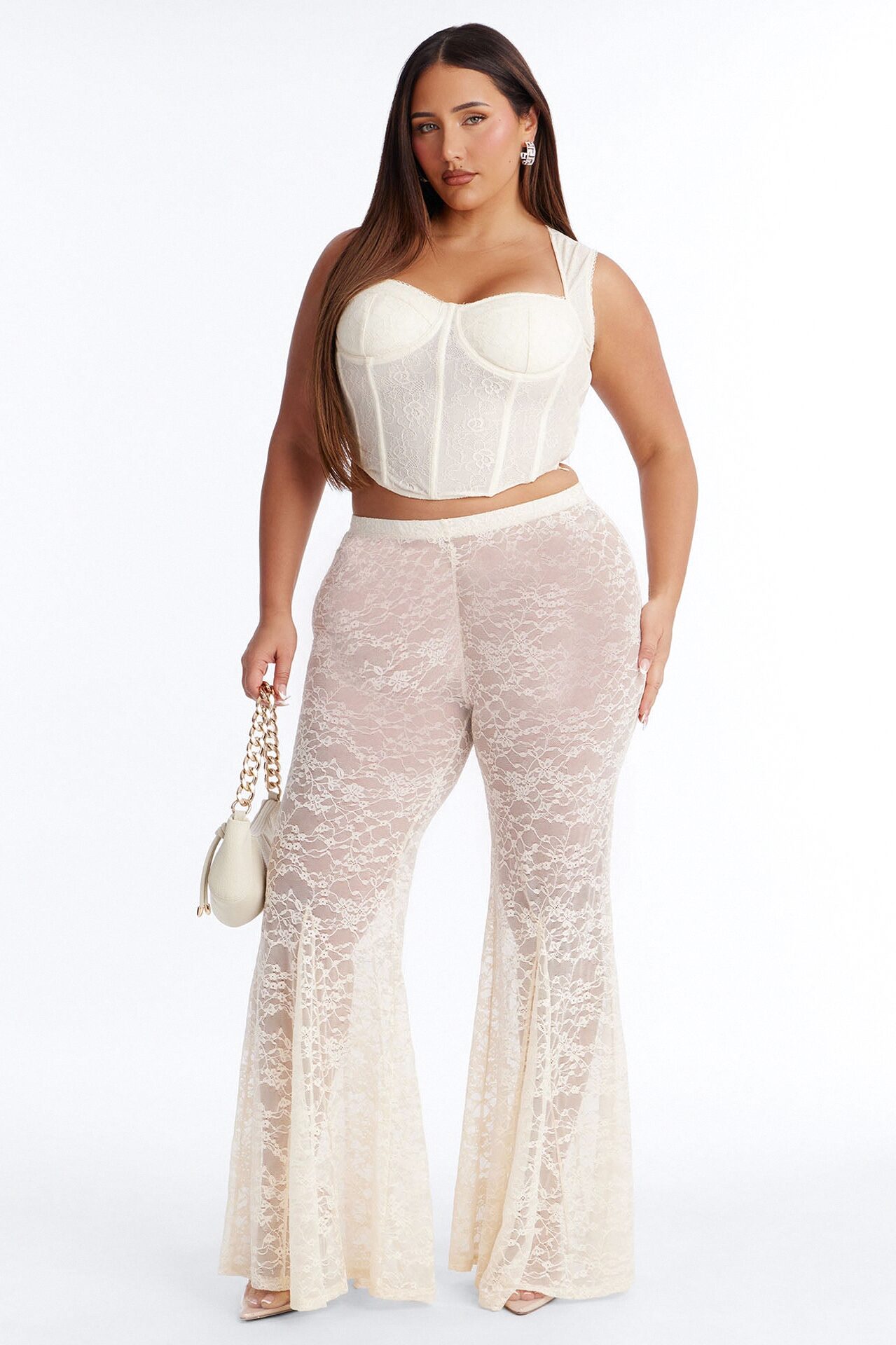 Emmalyn Lace Flare Pant - Cream