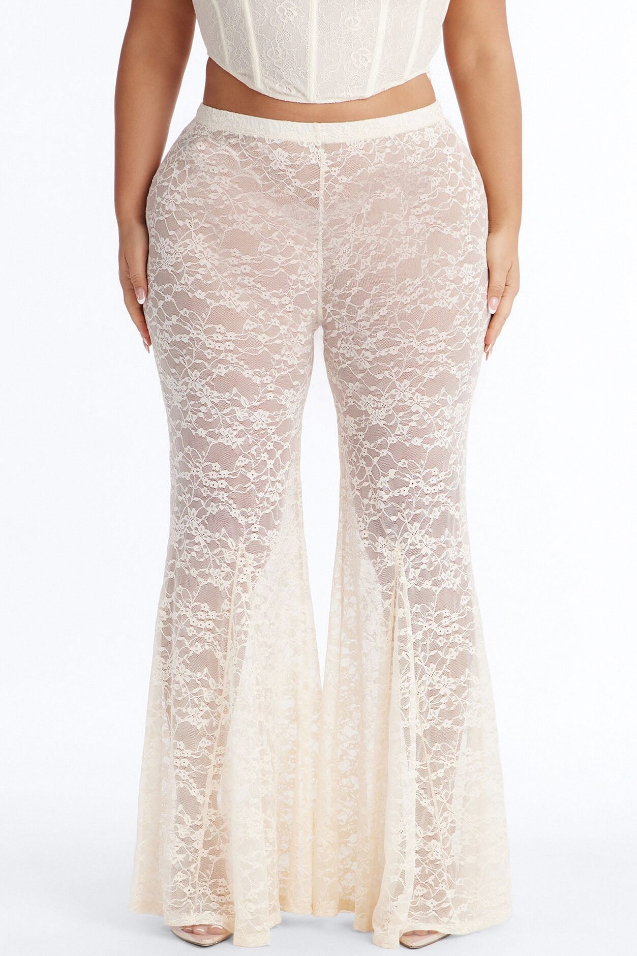 Emmalyn Lace Flare Pant - Cream