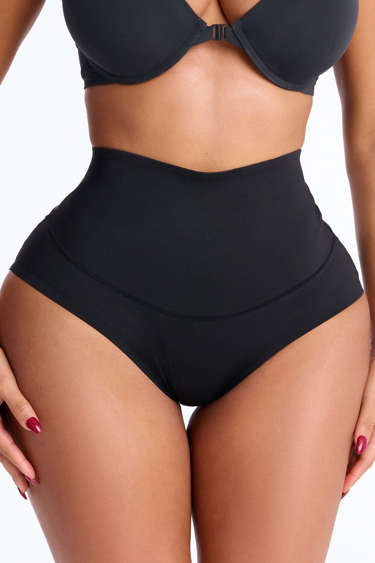 Mid Compression High Waist Shapewear Panty - Black