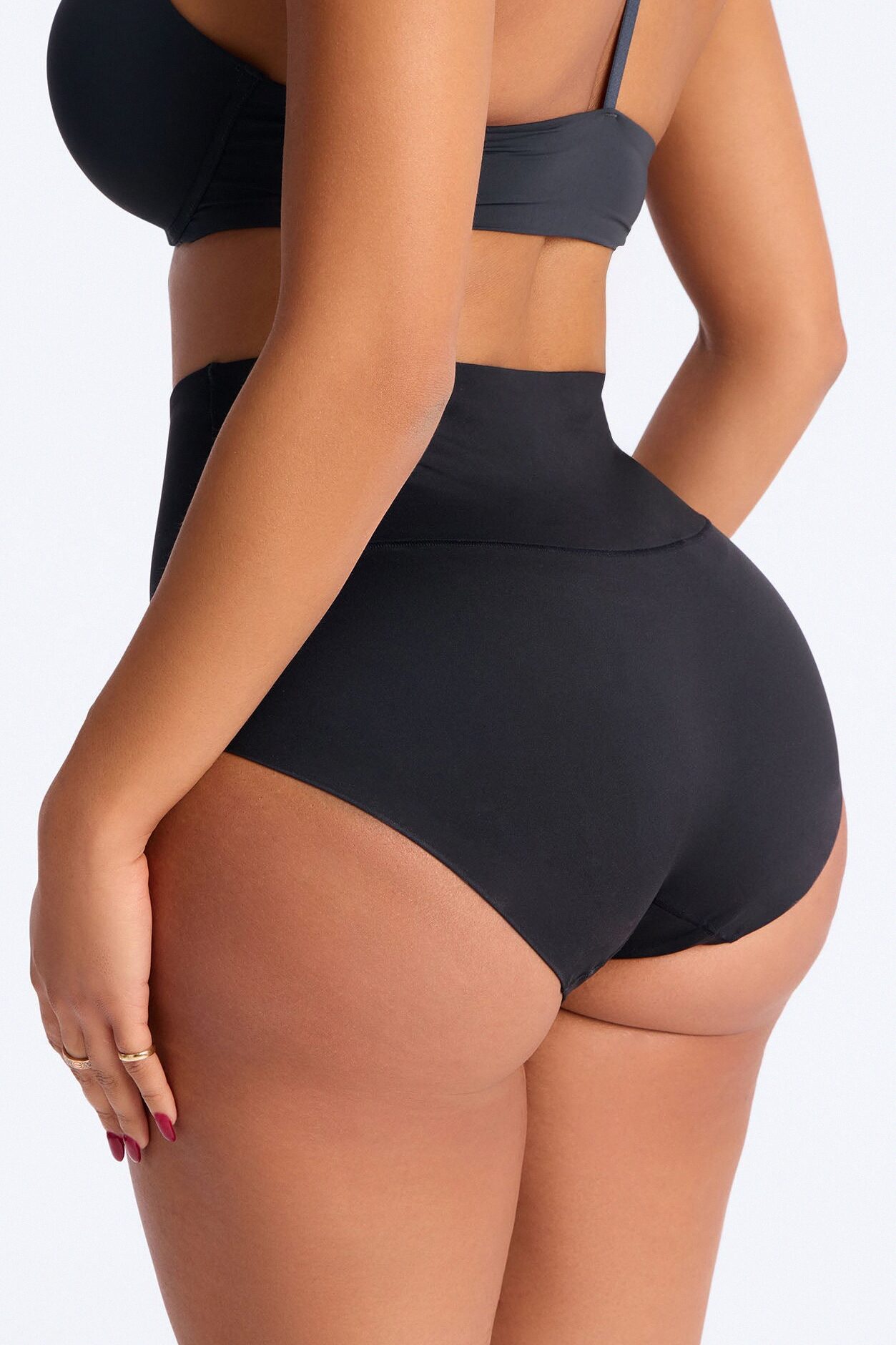 Mid Compression High Waist Shapewear Panty - Black