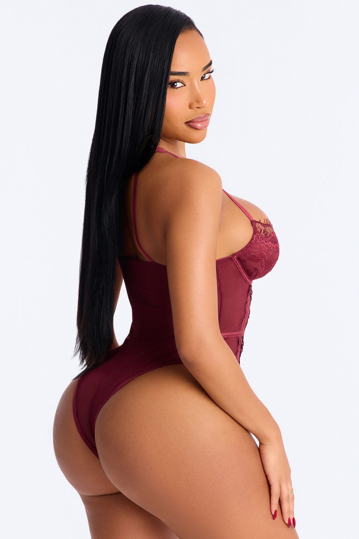 Somebody To Love Lace Teddy - Burgundy
