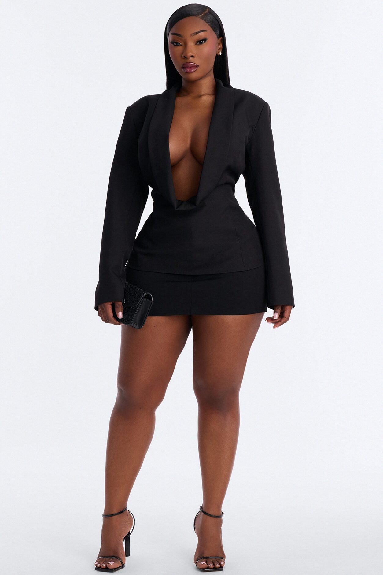 She Means Business Shoulder Pads Twill Top - Black