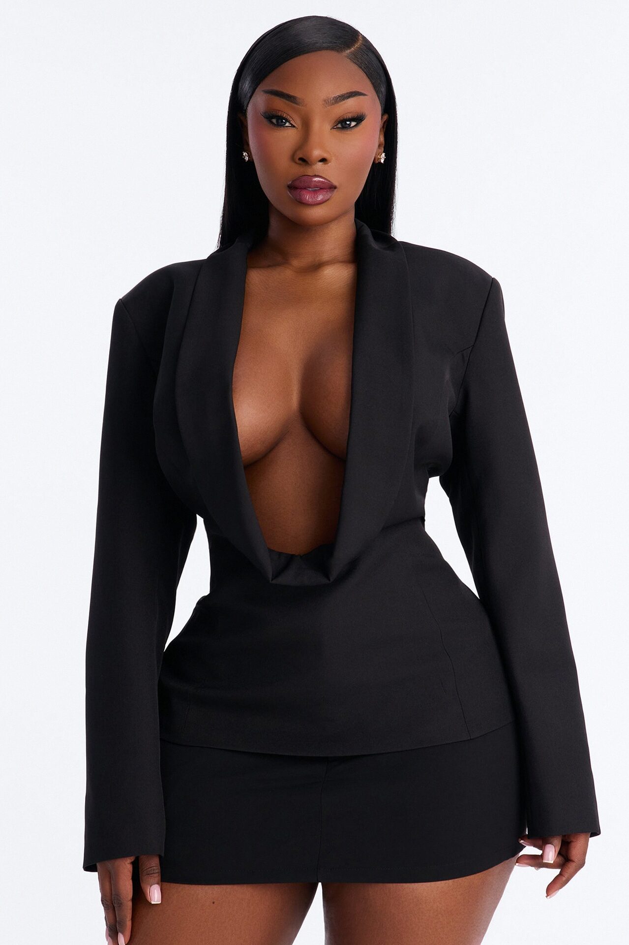 She Means Business Shoulder Pads Twill Top - Black