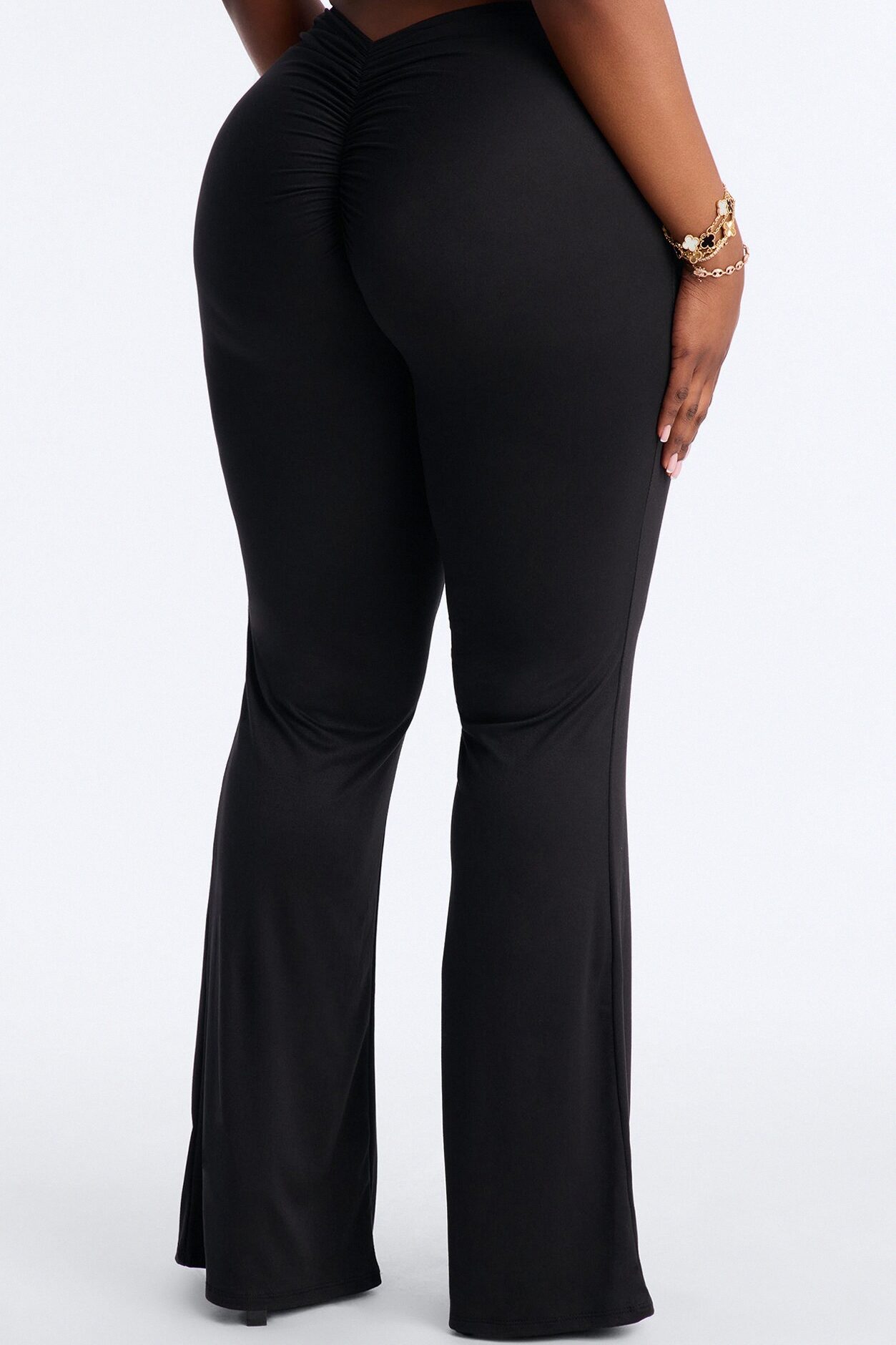 Feeling Cheeky Low Rise Ruched Butt Flare Pant - Black