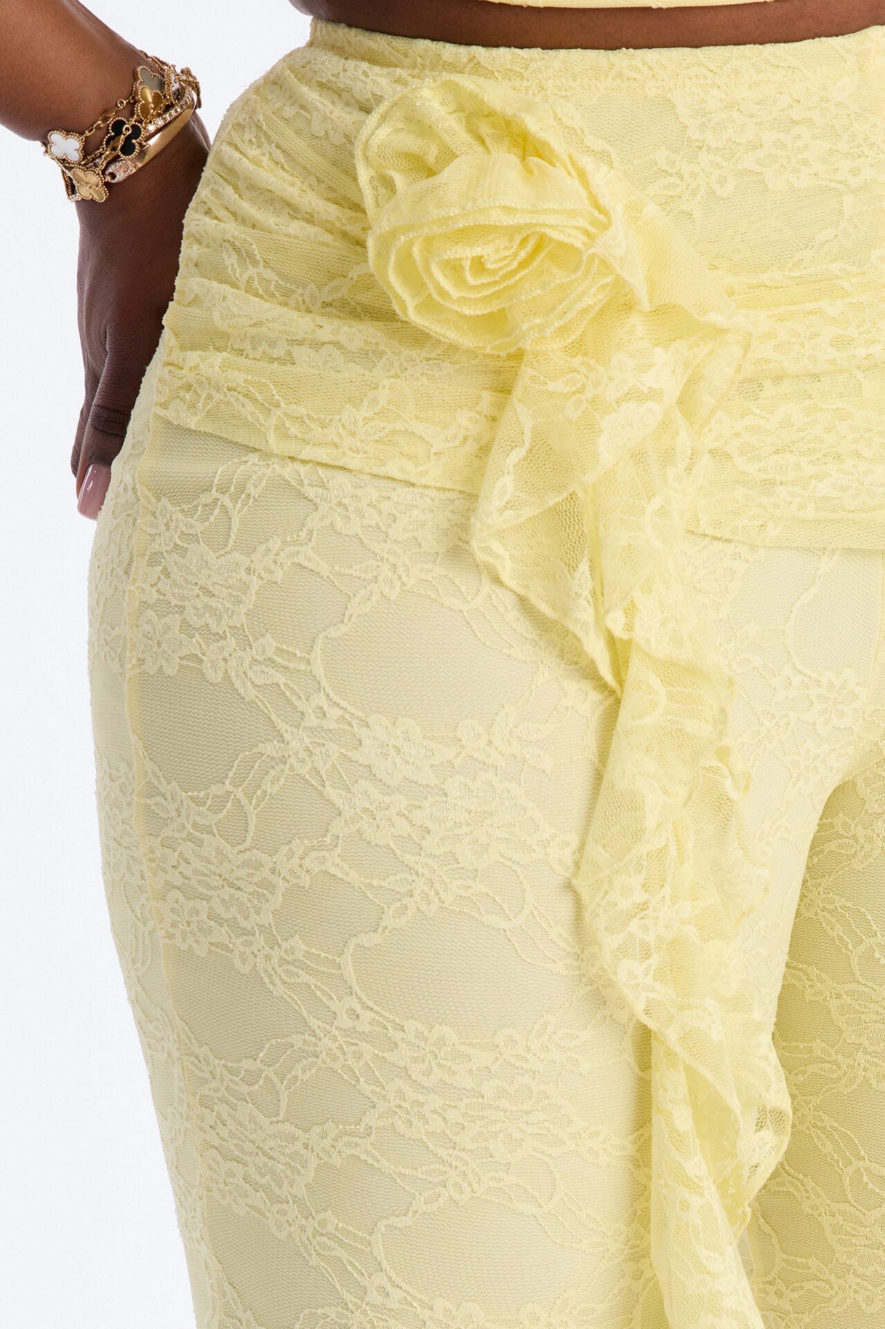 Rosetta Lace Pant Set - Yellow