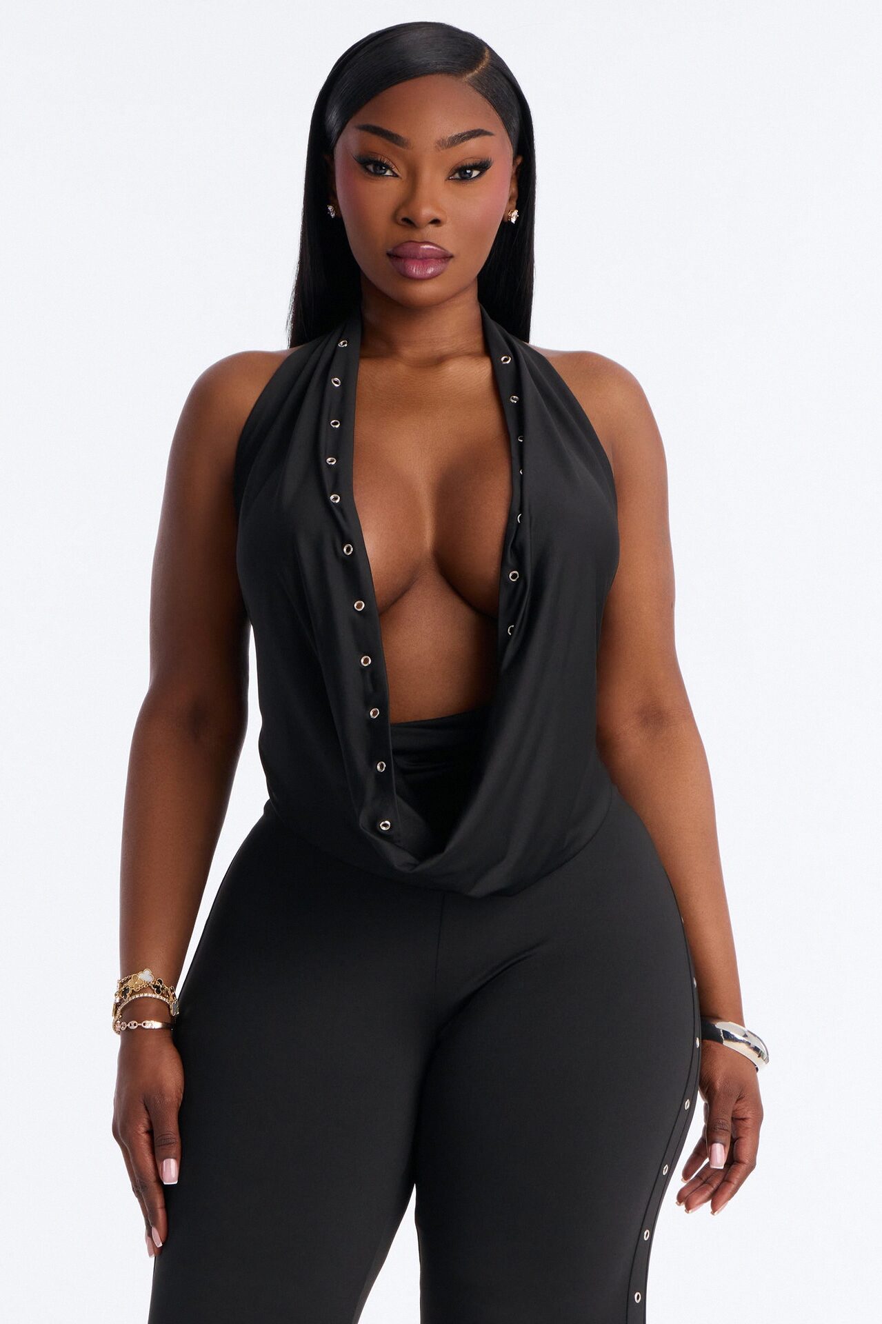Festival Night Backless Wide Leg Jumpsuit - Black