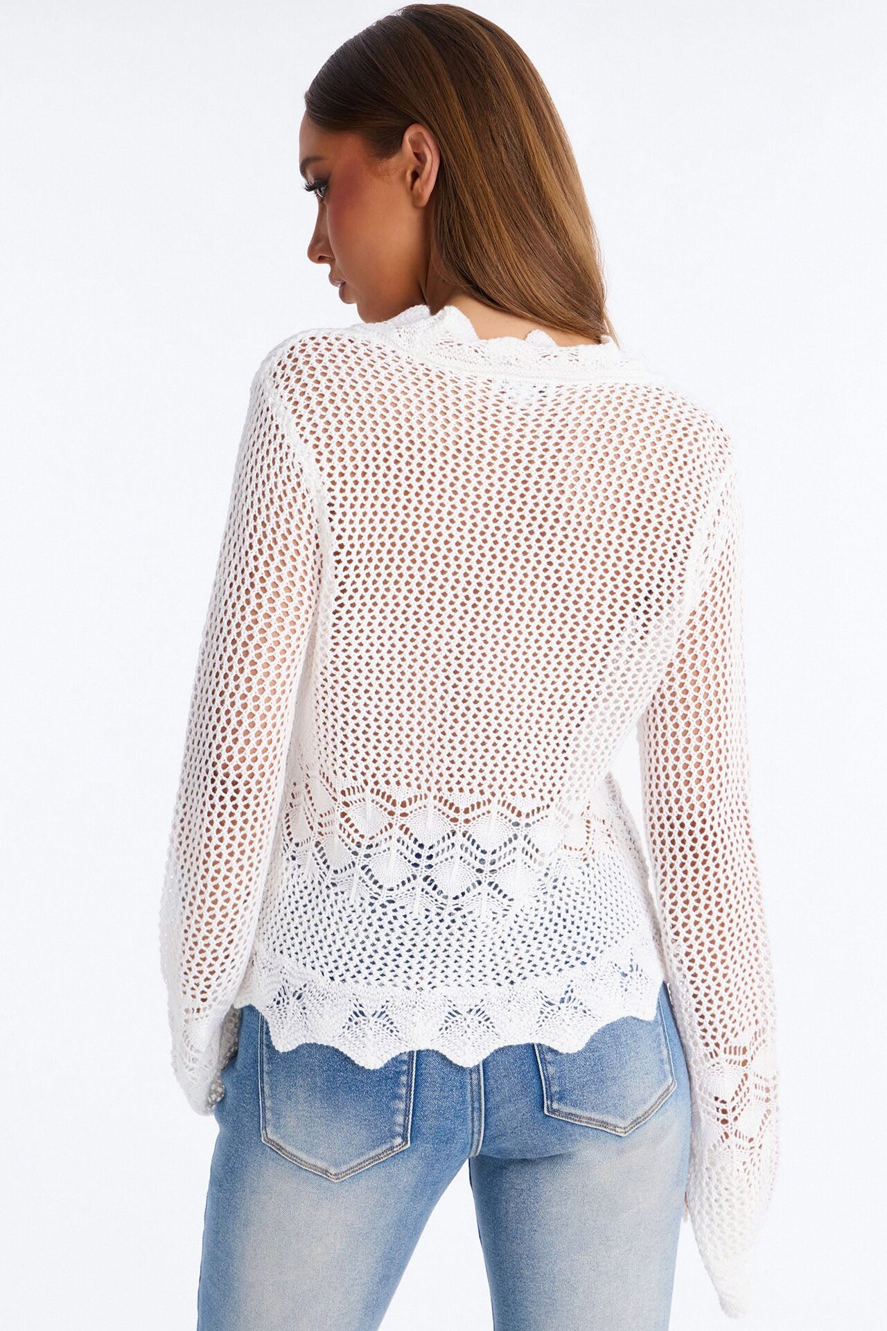 Xanthia Crochet Flyaway Top - White