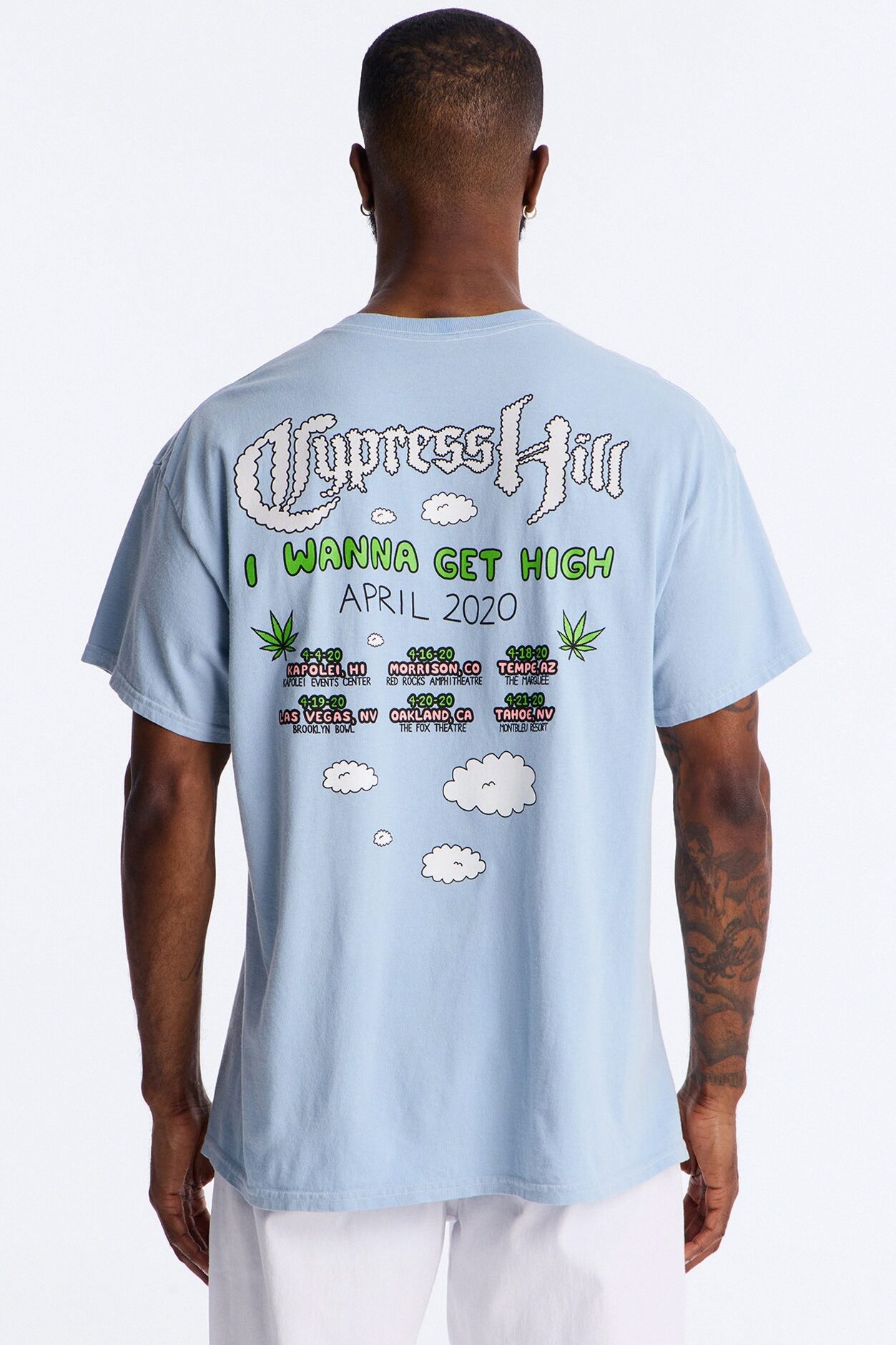 Cypress Hill I Wanna Get High Boxy Short Sleeve Tee - Light Blue