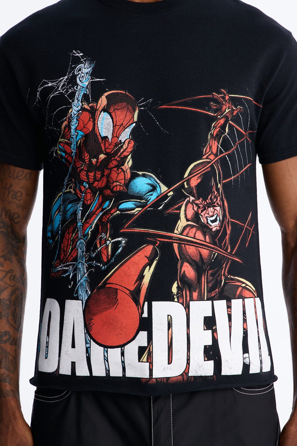 Daredevil And Spiderman Boxy Short Sleeve Tee - Black