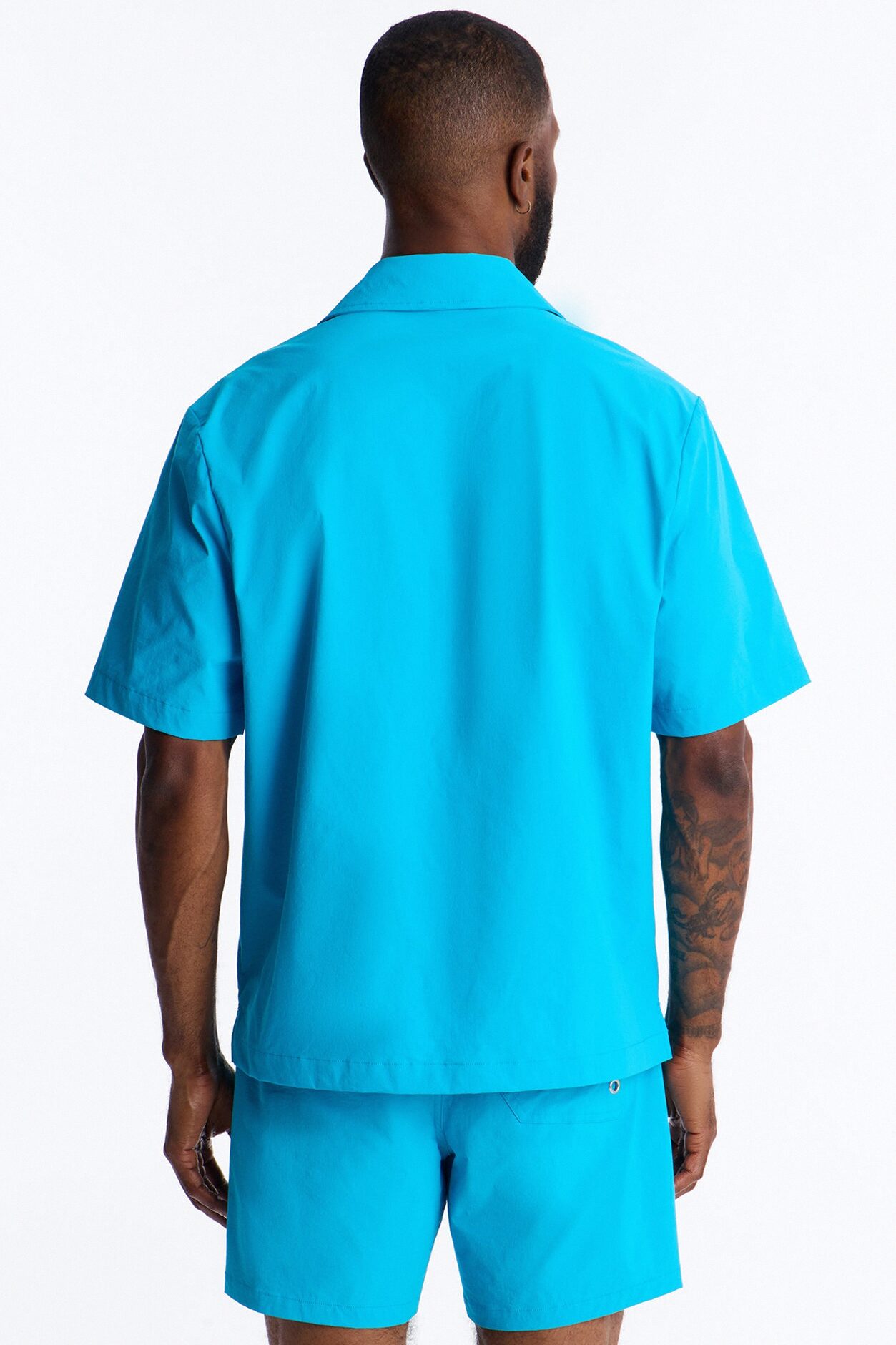 Montez Cuban Collar Button Up Shirt - Blue