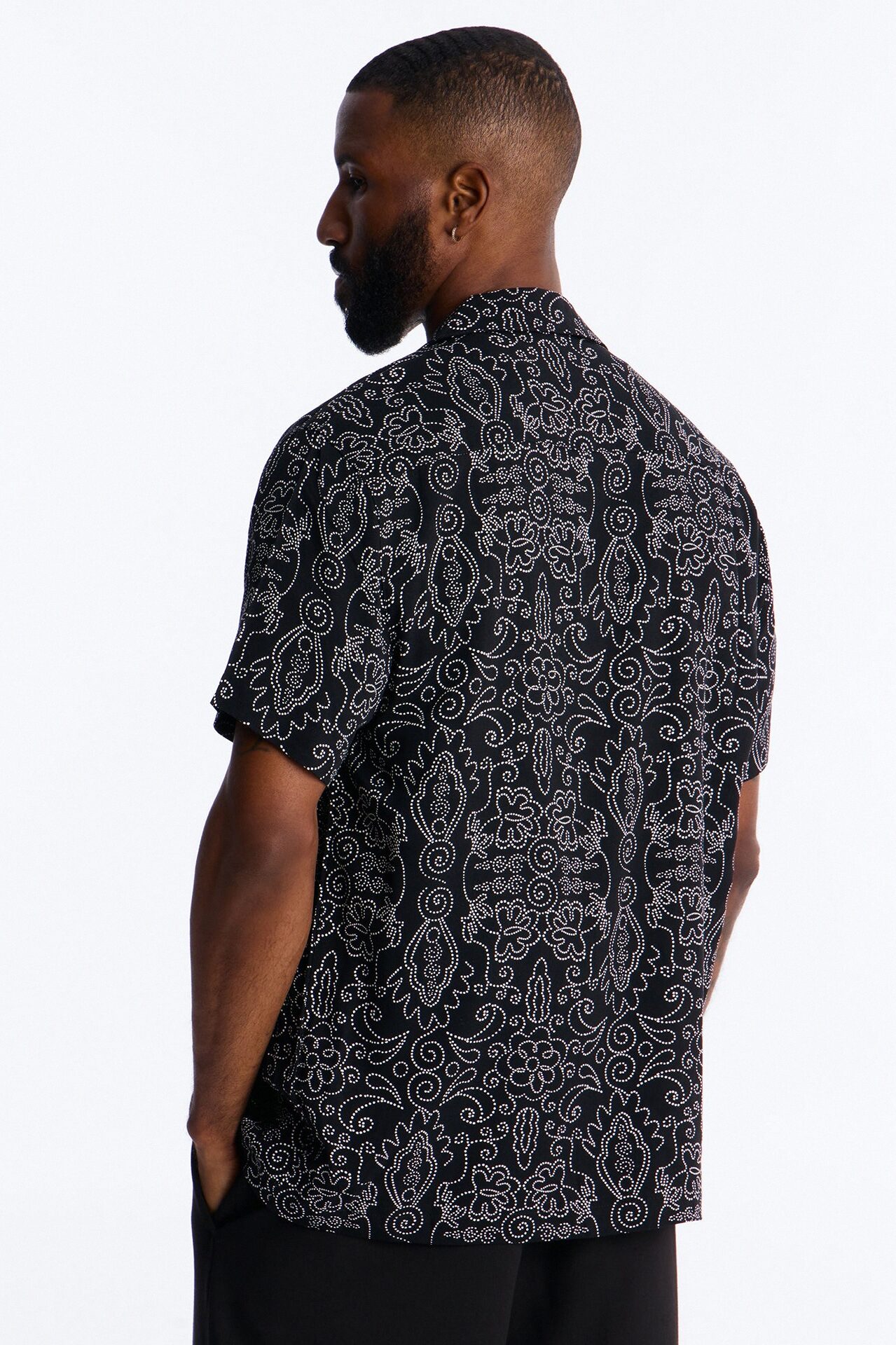 Azure Cuban Collar Button Up Shirt - Black