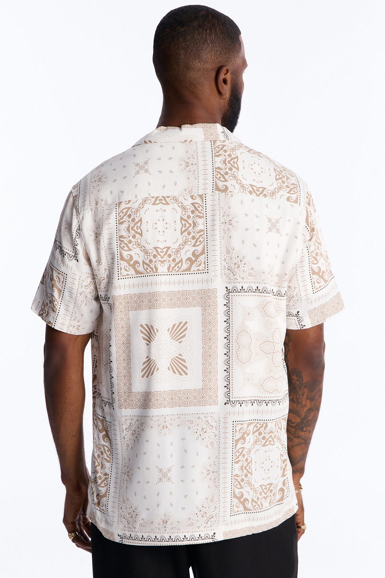 Coastline Cuban Collar Button Up Shirt - White/combo