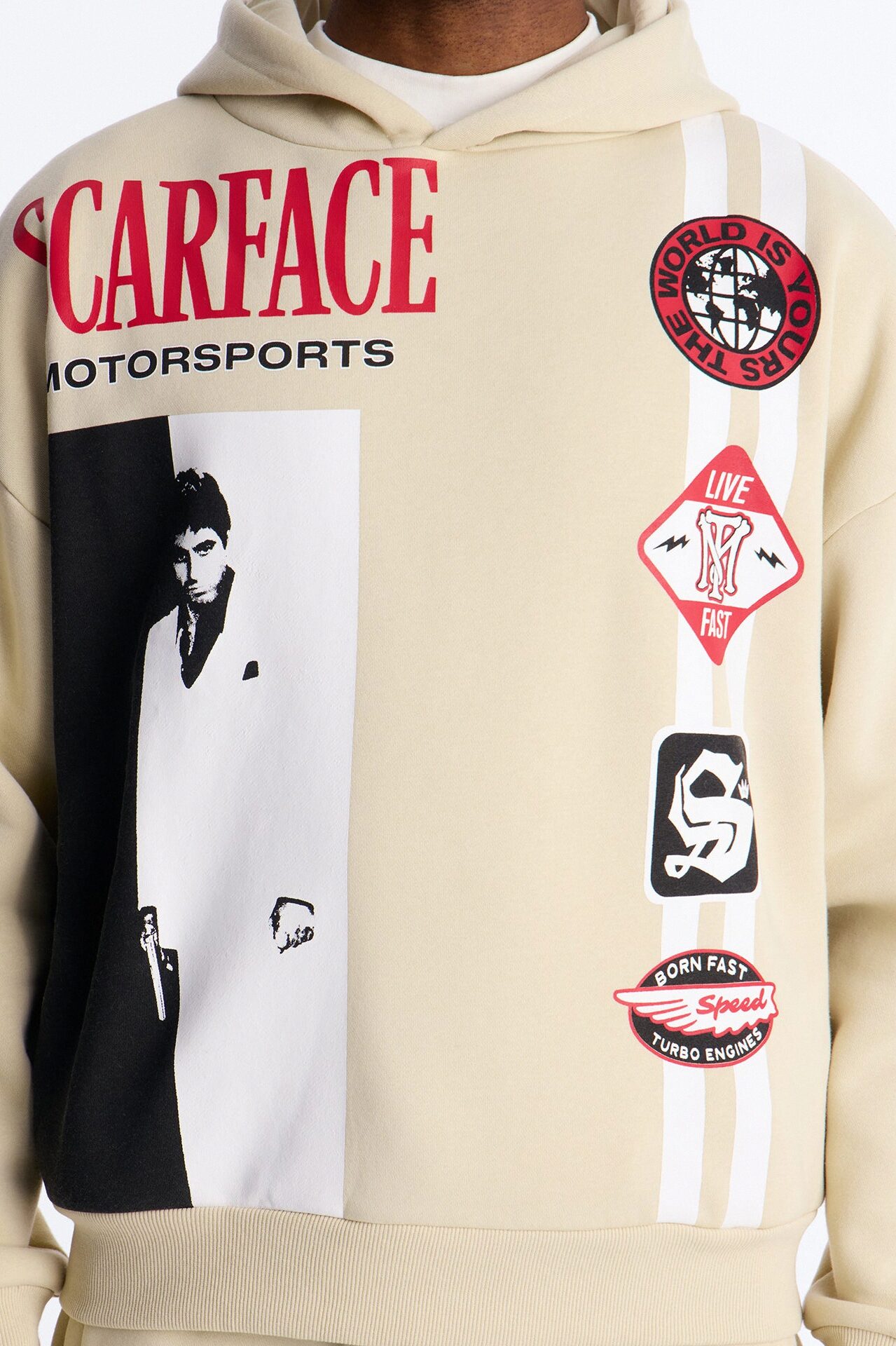 Scarface Embroidery Patch Hoodie - Khaki