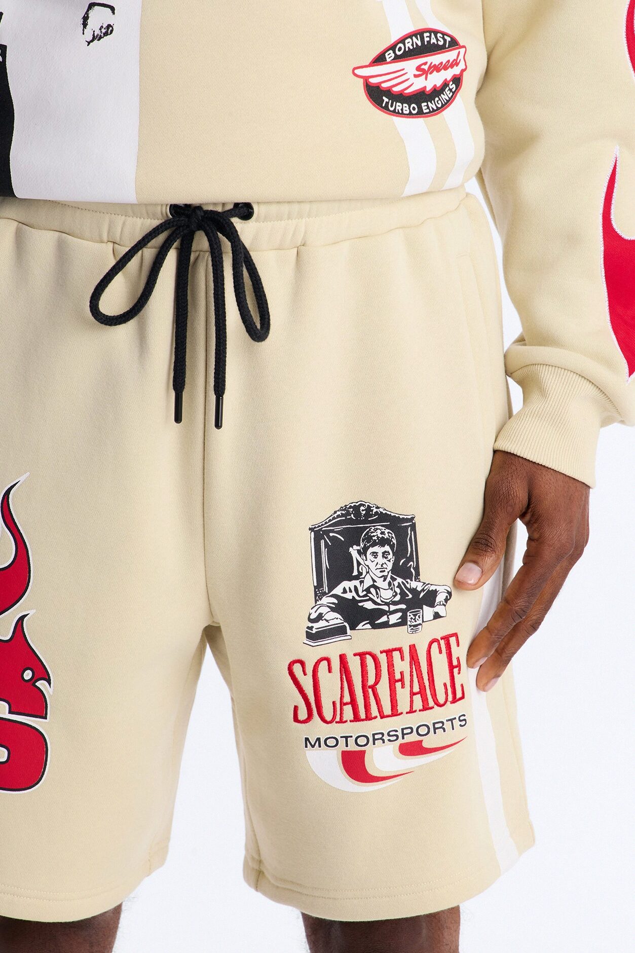 Scarface Embroidery Patch Sweatshorts - Khaki