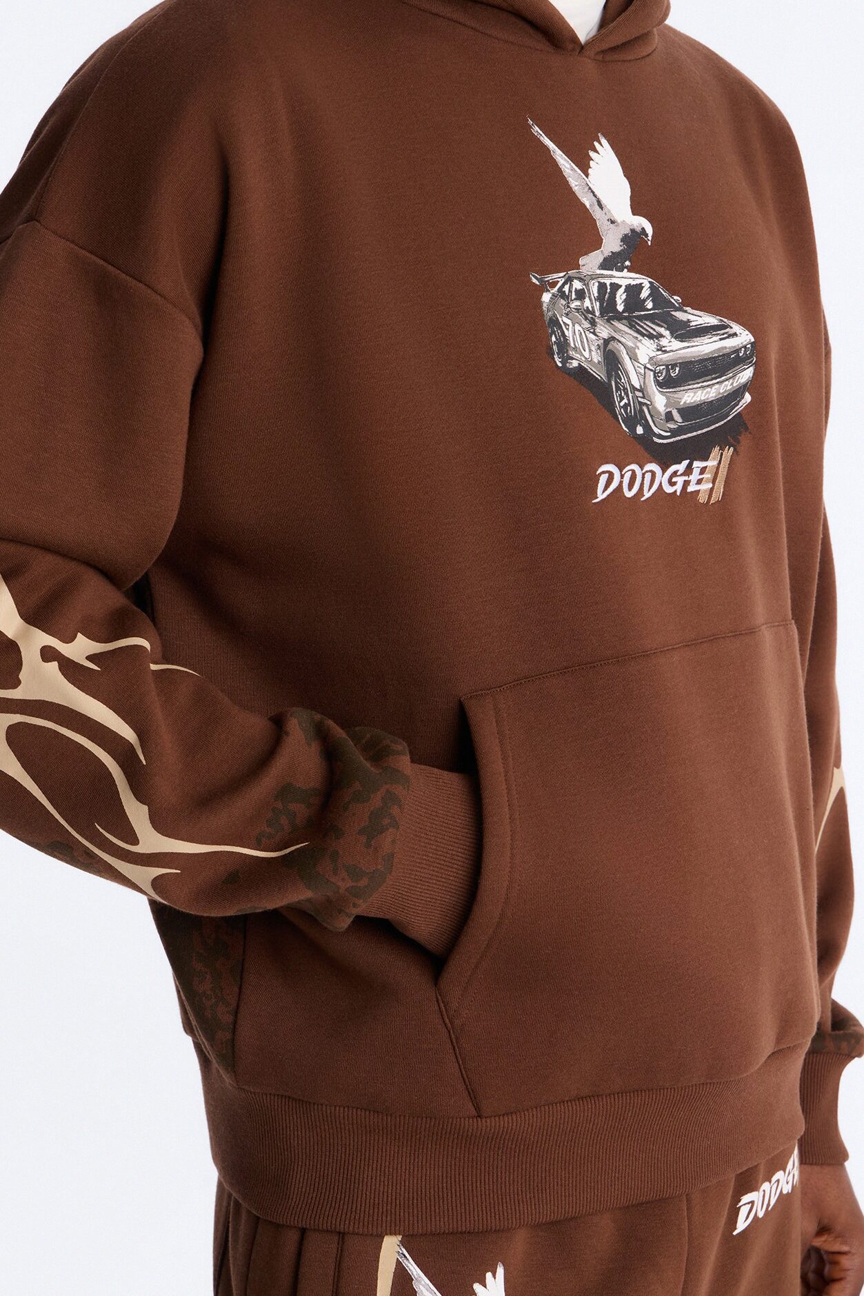 Dodge Demon Oni Mask Oversized Hoodie - Brown