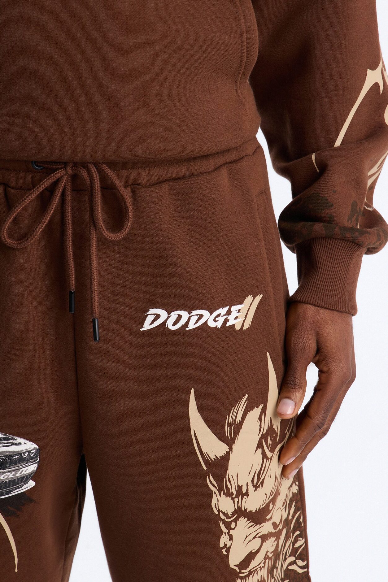 Dodge Demon Oni Mask Sweatshorts - Brown