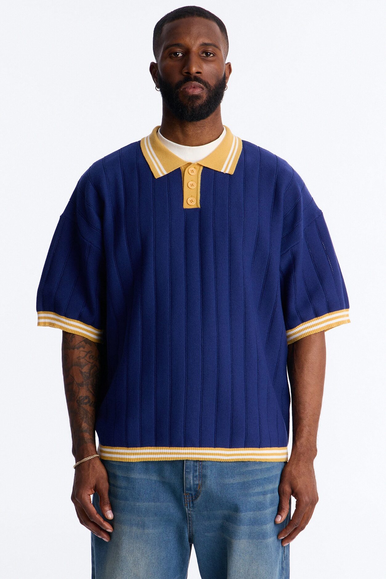 Singleton Short Sleeve Knit Polo - Navy