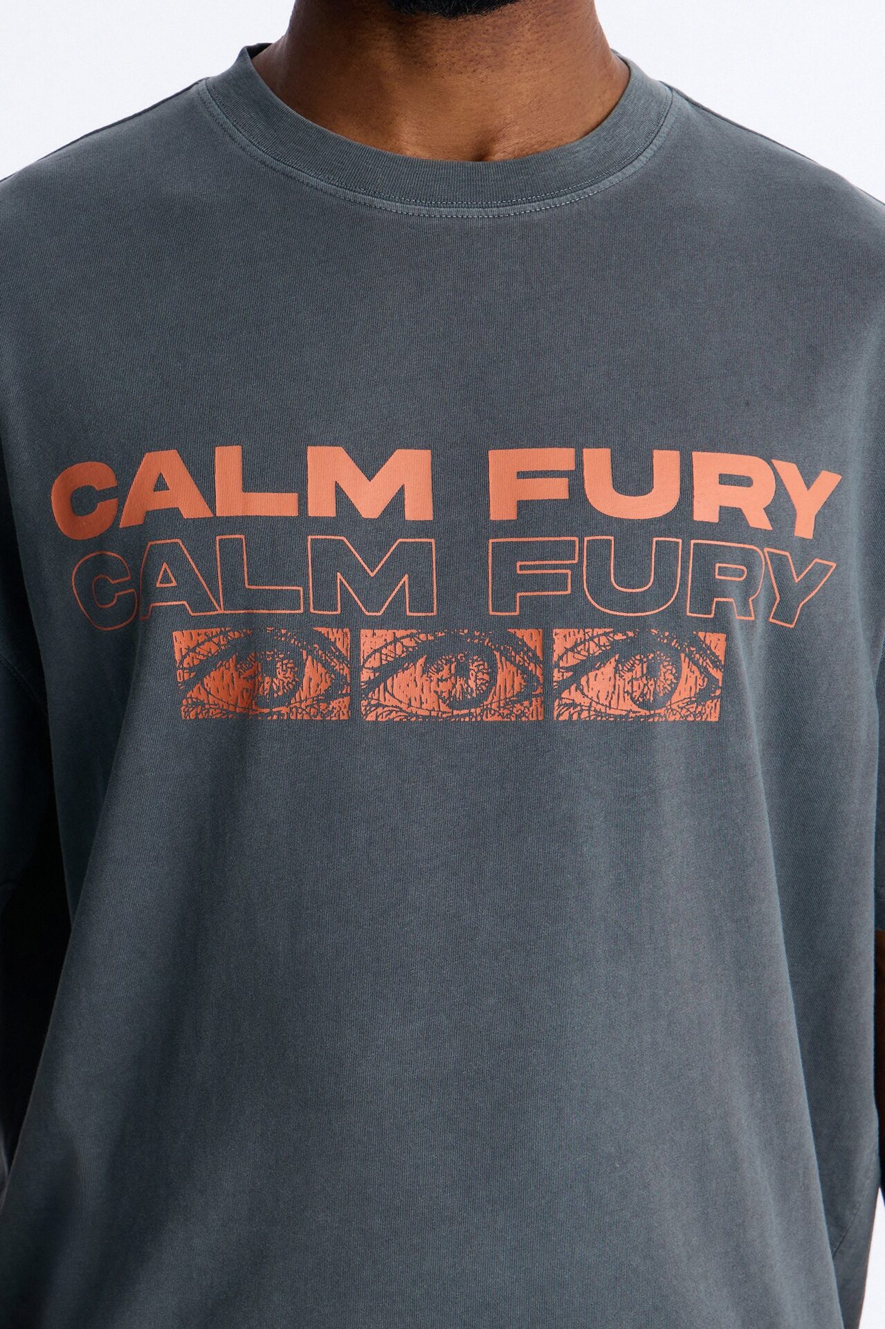Calm Fury Oversized Short Sleeve Tee - Grey