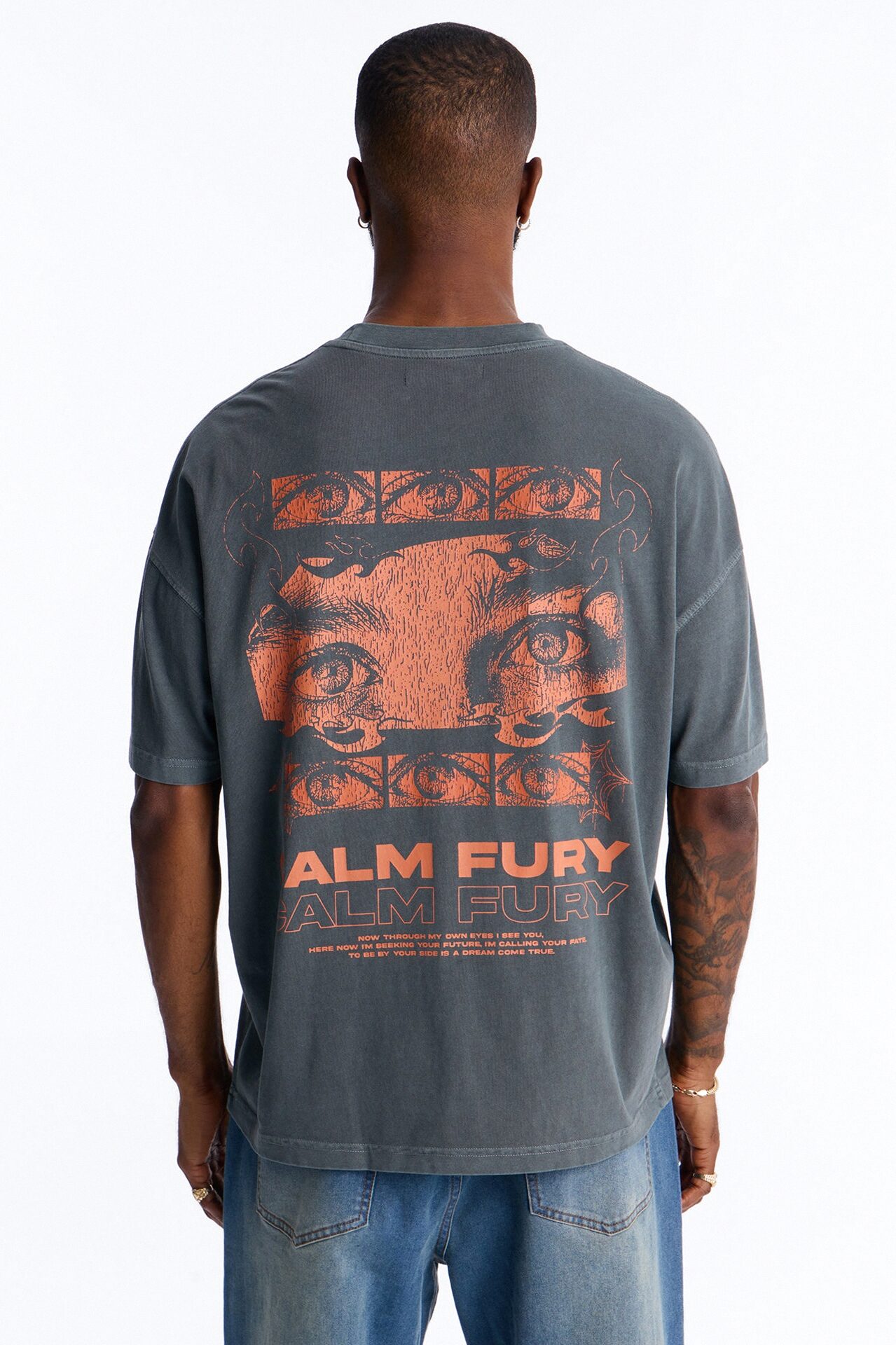 Calm Fury Oversized Short Sleeve Tee - Grey