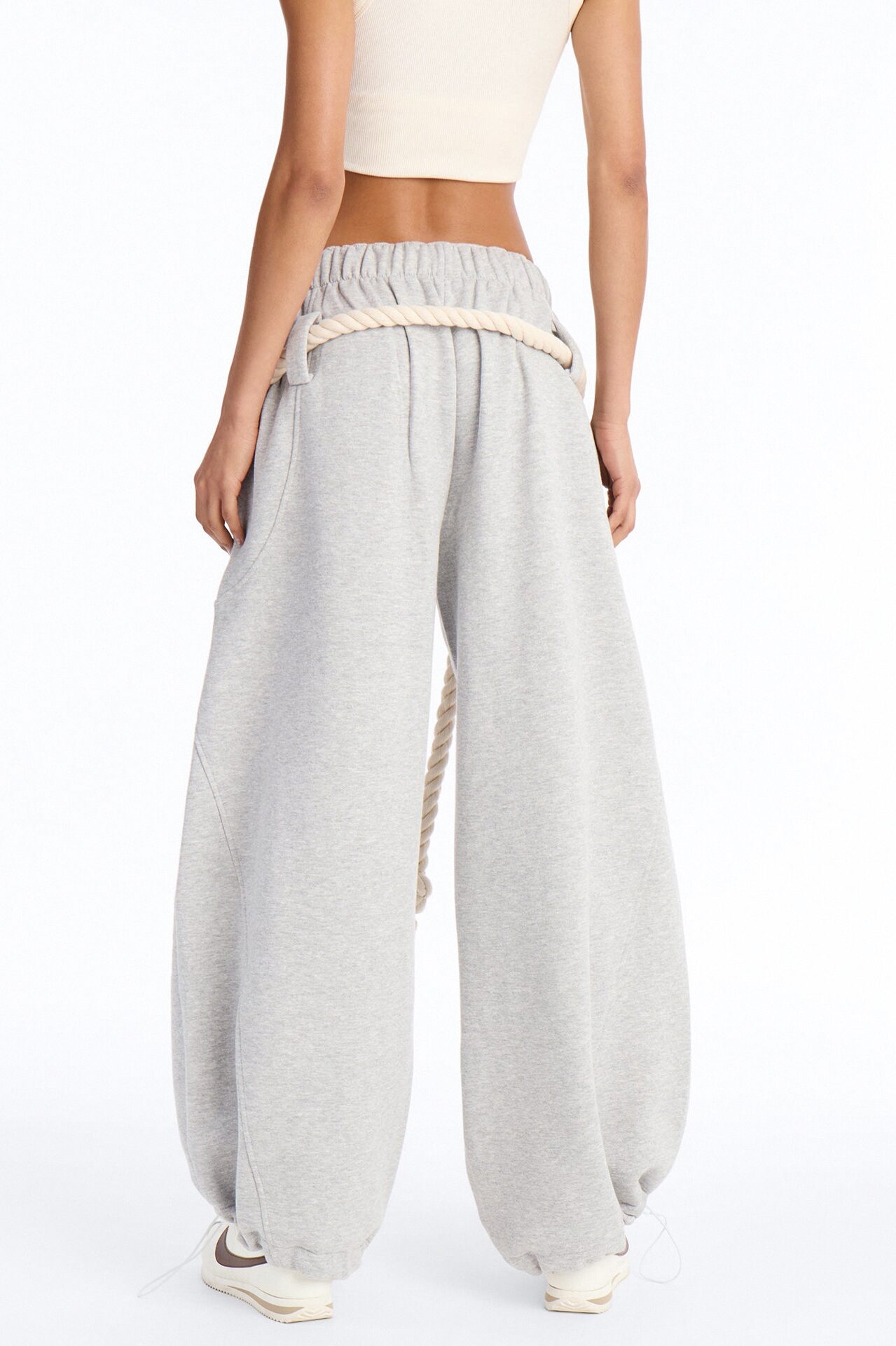 Rope Me In Baggy Barrel Sweatpants - Heather Grey