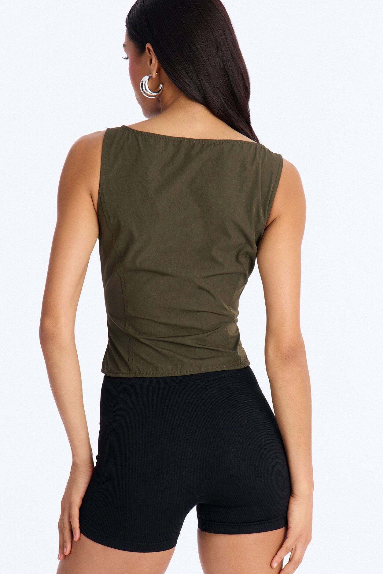 Murphy Button Up Crepe Top - Olive