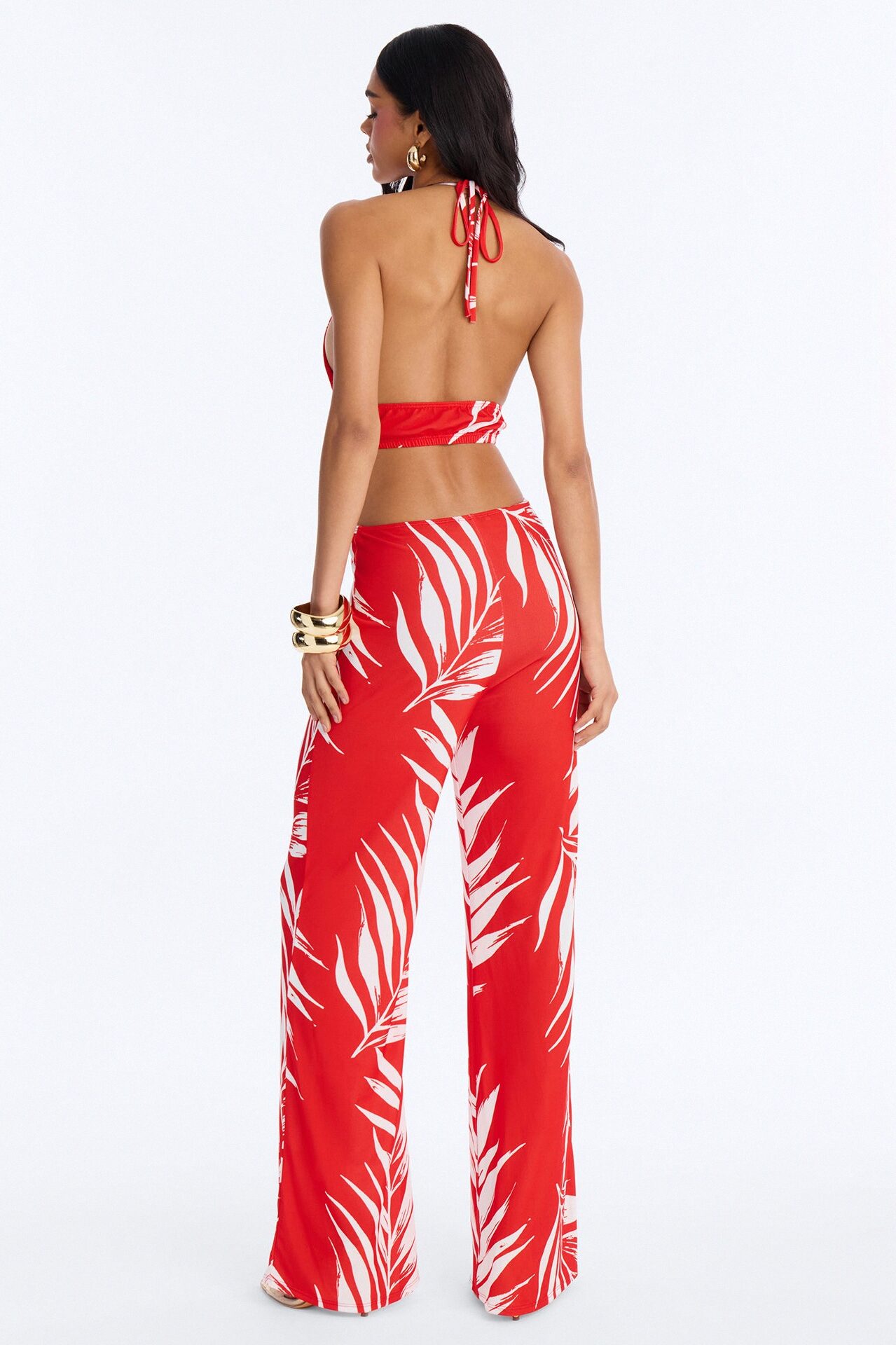 Dalia Tropical Wide Leg Jumpsuit - Orange