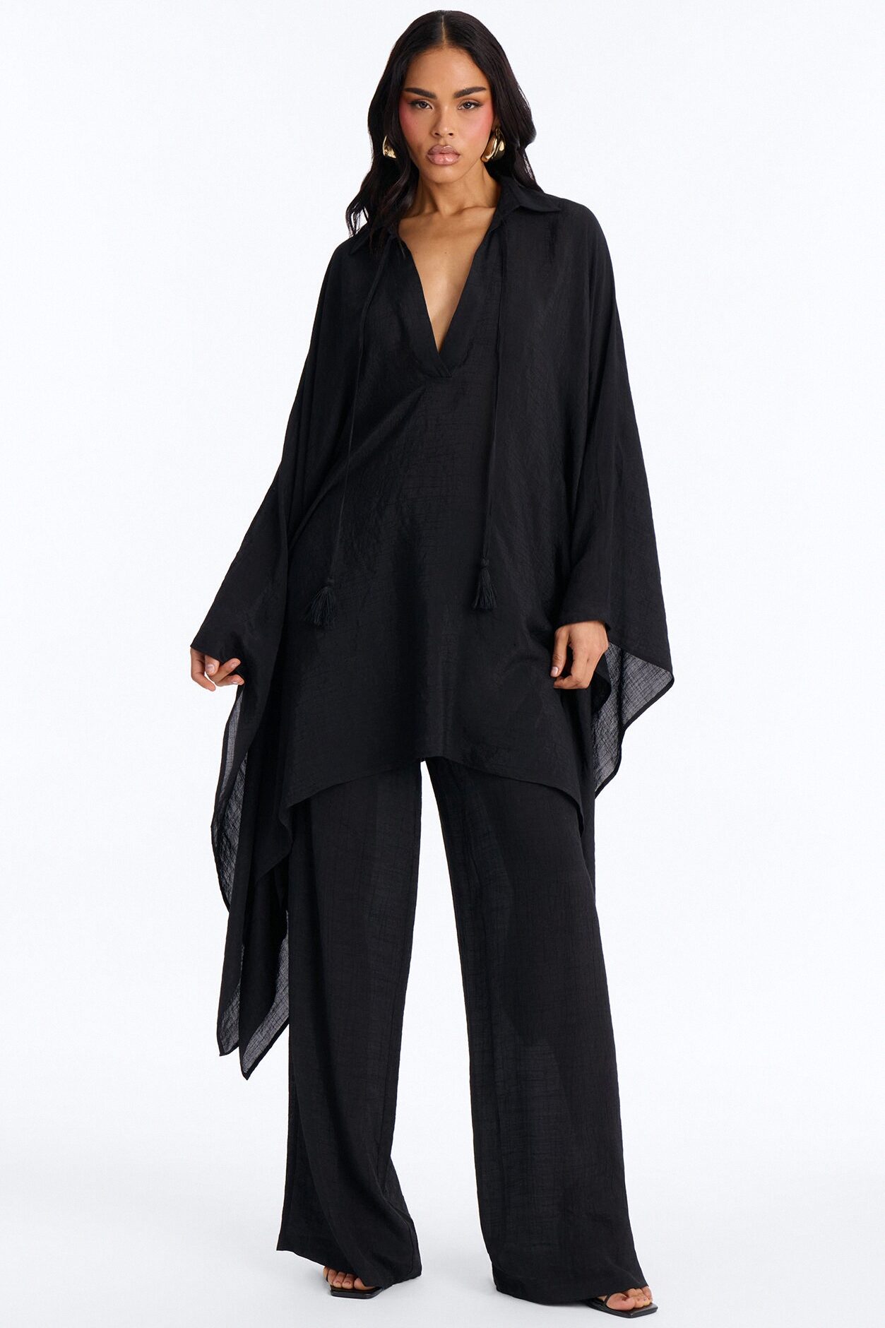 Addison Linen Pant Set - Black
