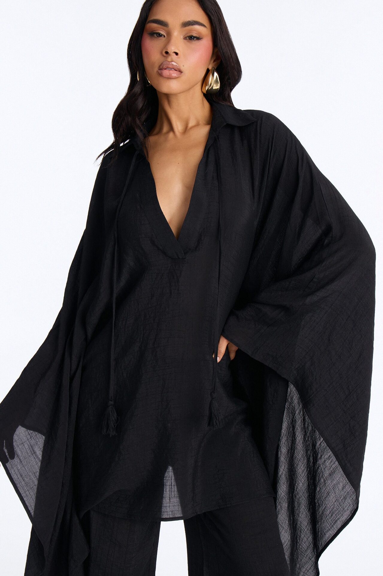 Addison Linen Pant Set - Black