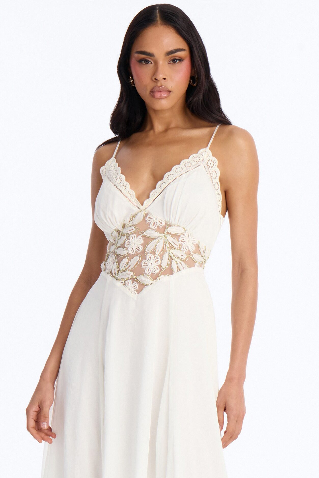 Amela Chiffon Maxi Dress - Cream