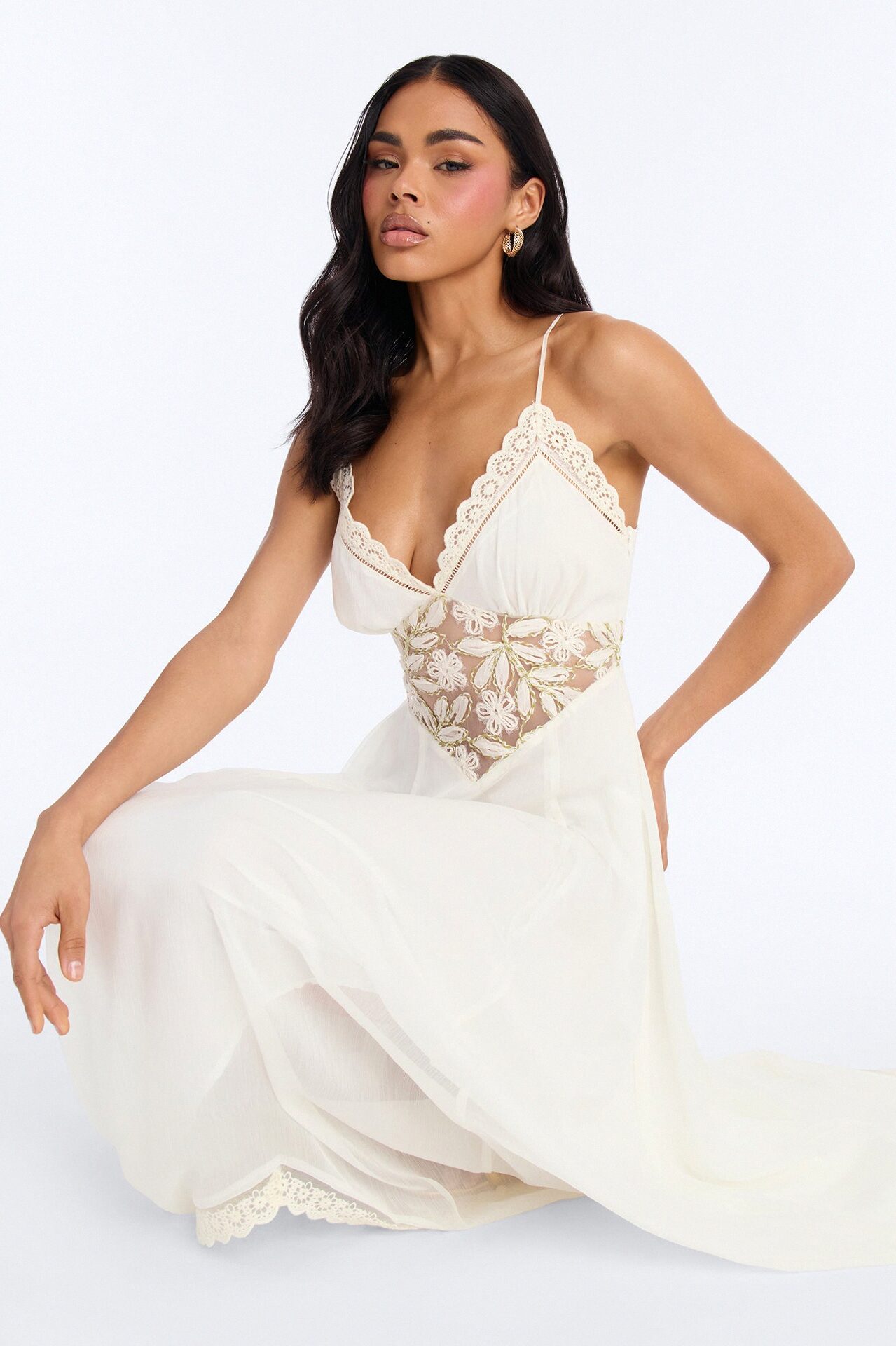 Amela Chiffon Maxi Dress - Cream