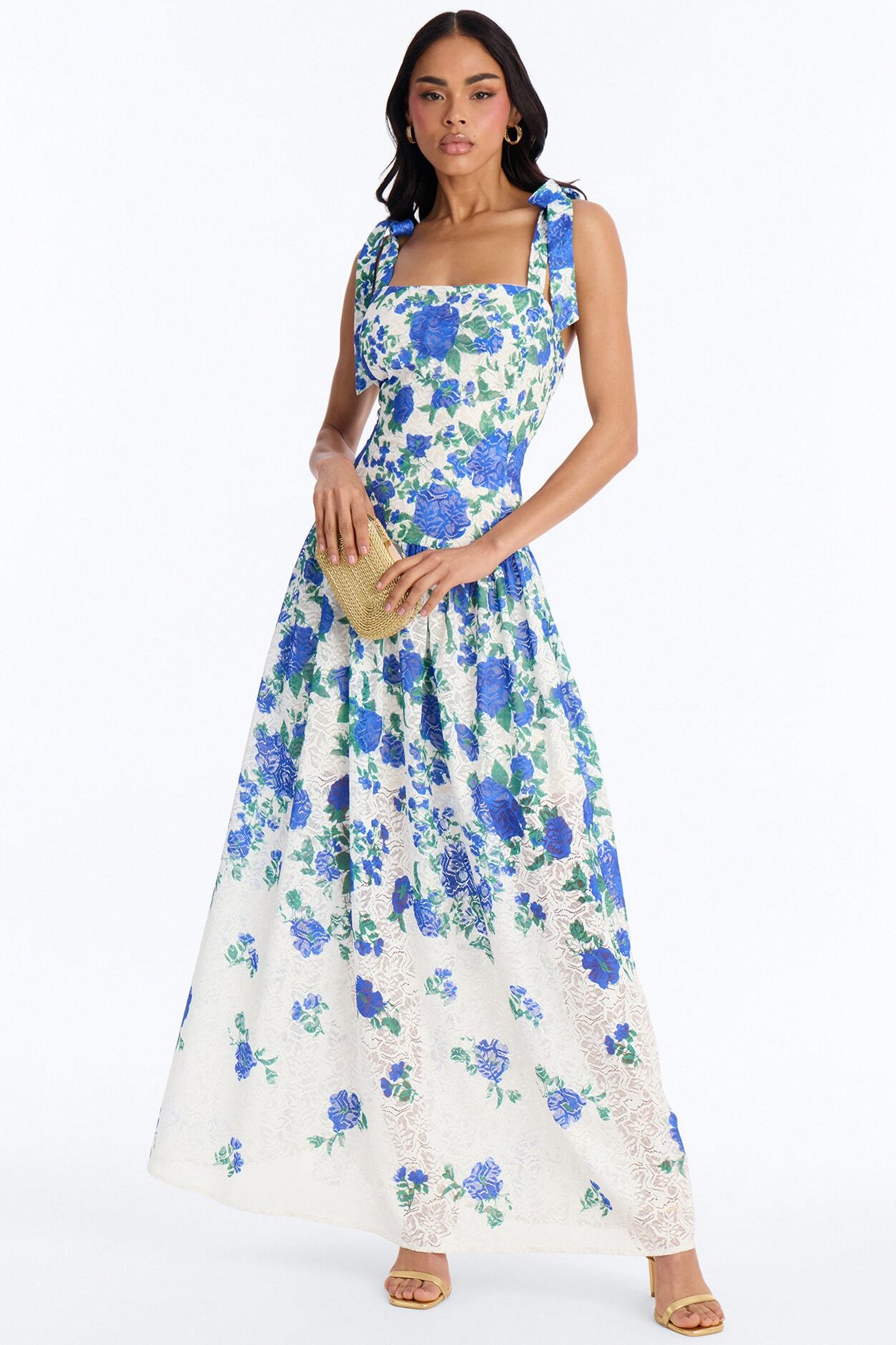 Jessinta Floral Lace Maxi Dress - Blue/combo
